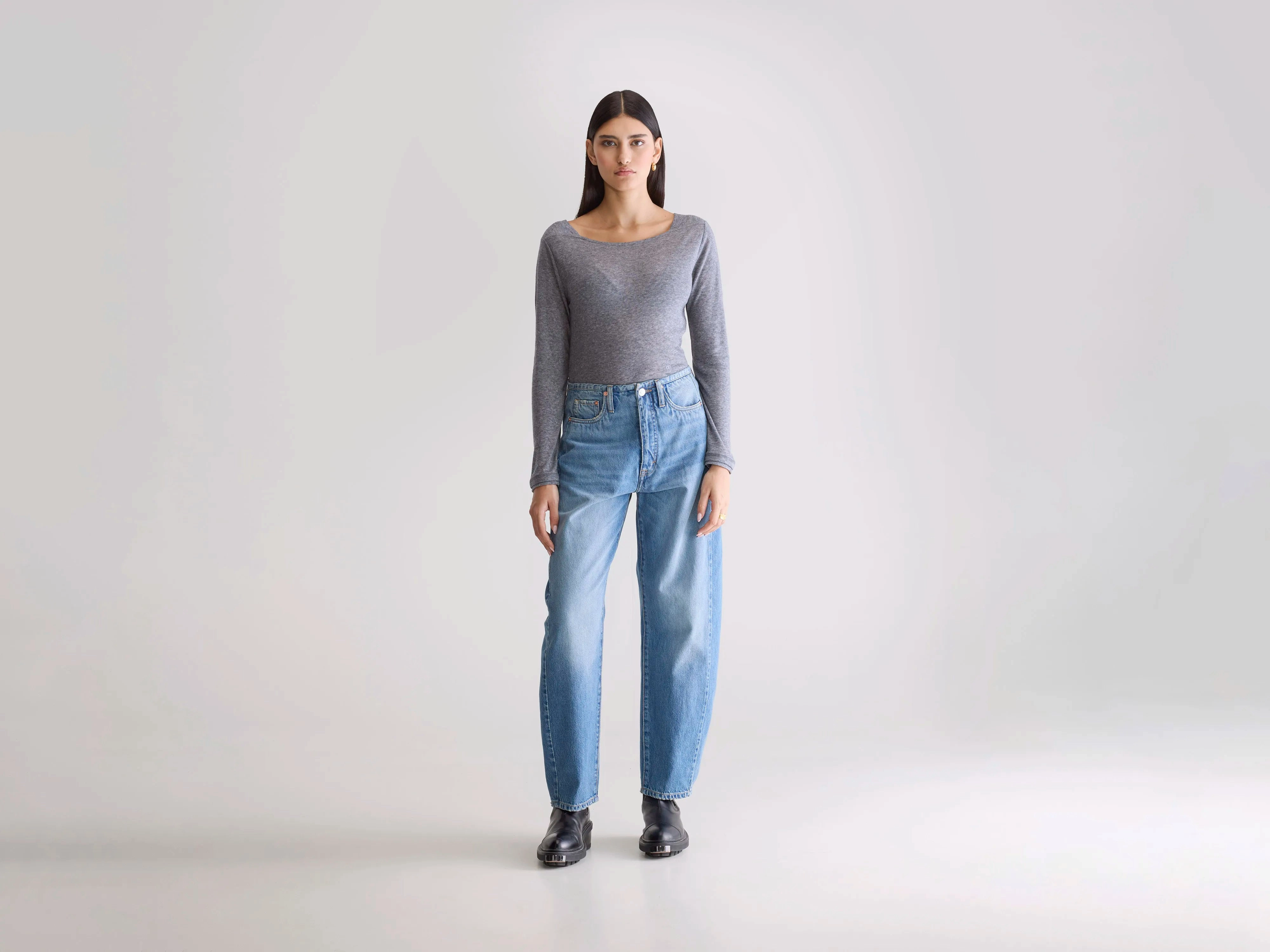 Work Ready Lightweight Textured Denim N. 55 wide jeans (252 / W / USED BLUE)