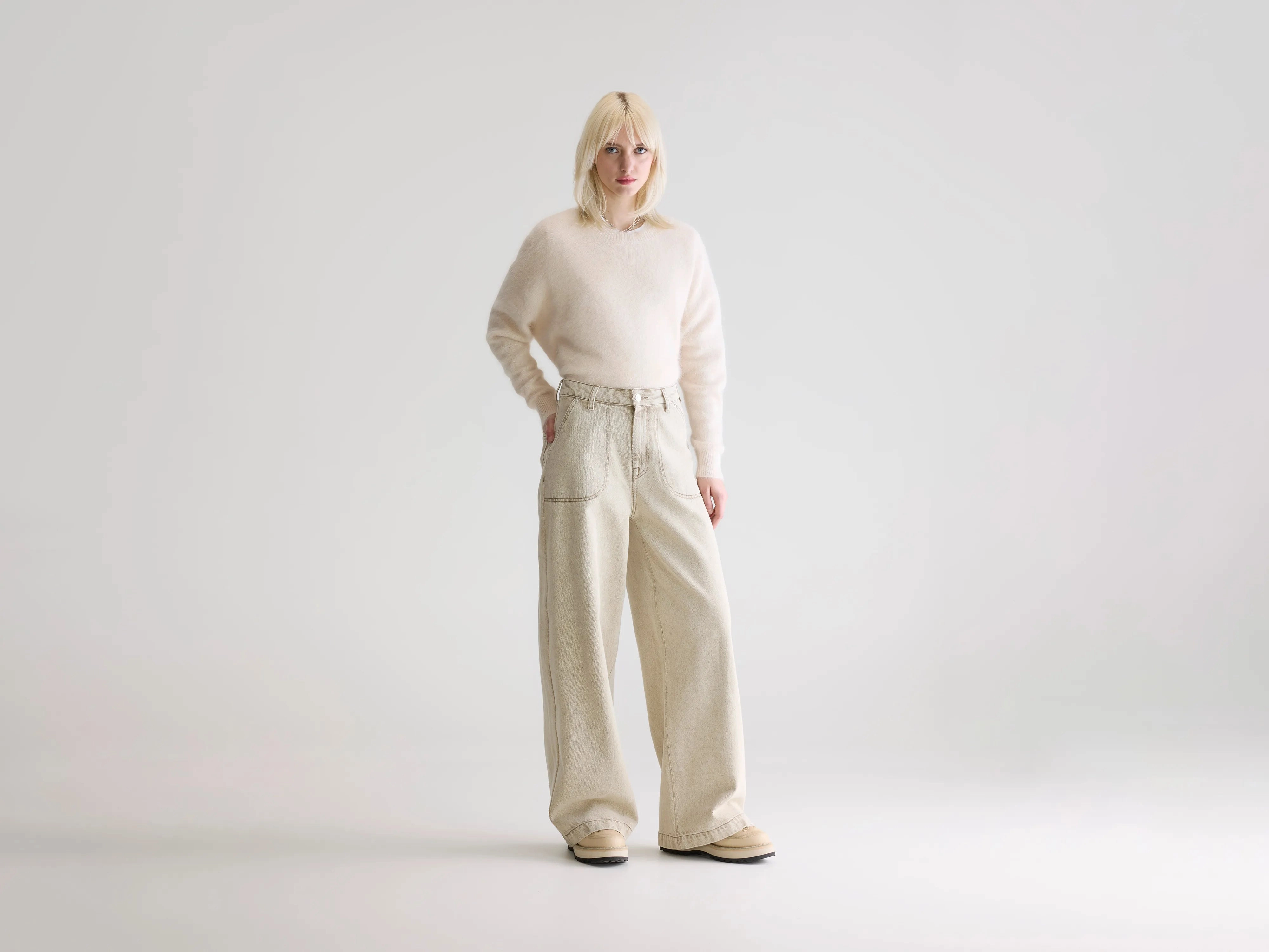 Denim N. 62 wide jeans (252 / W / BEIGE SNOW) Minimalist Night Out Smooth Essential Wardrobe