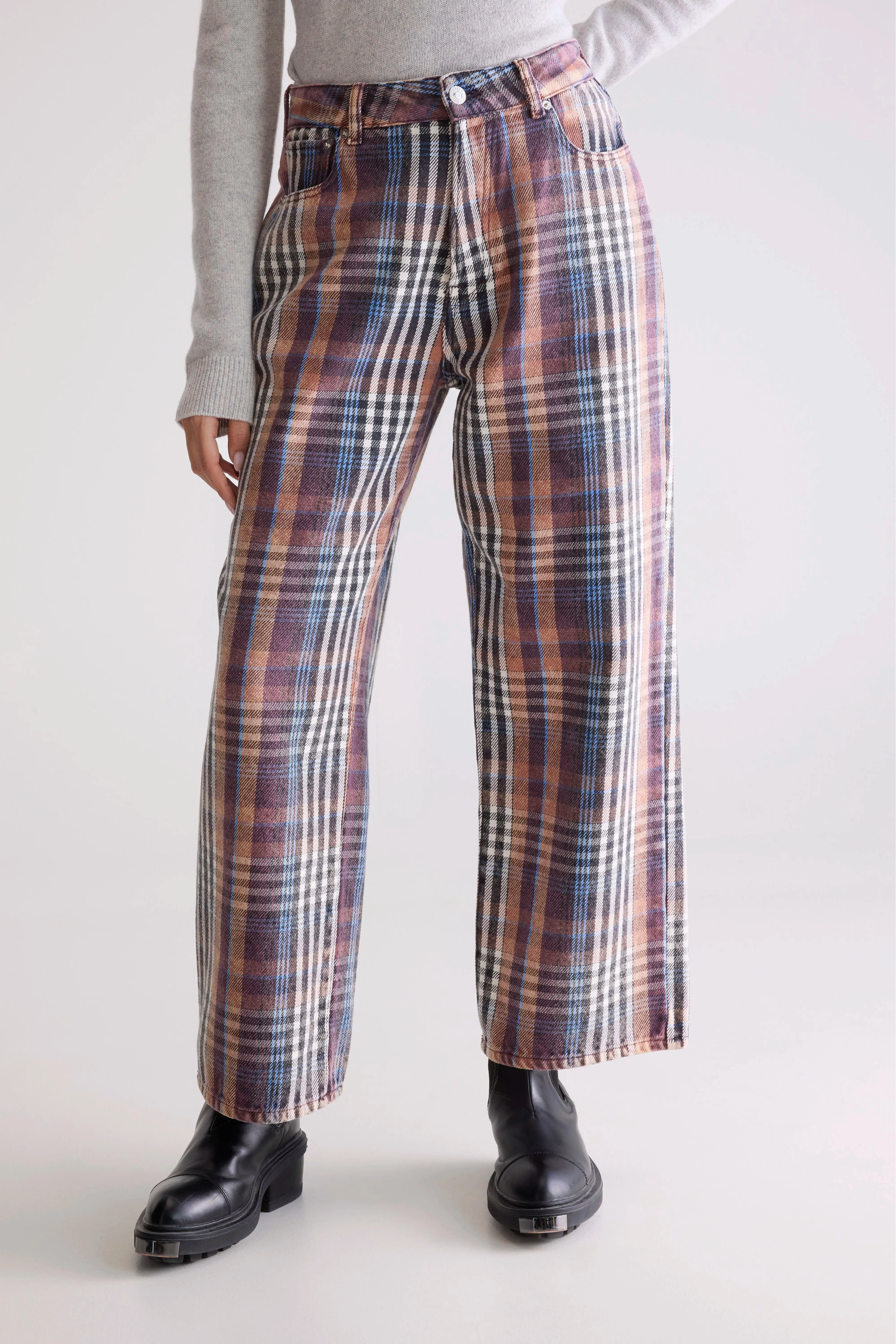 Universal Basic Breathable Travel Outfit Brunch Outfit Denim N. 66 wide jeans (252 / W / CHECK A)