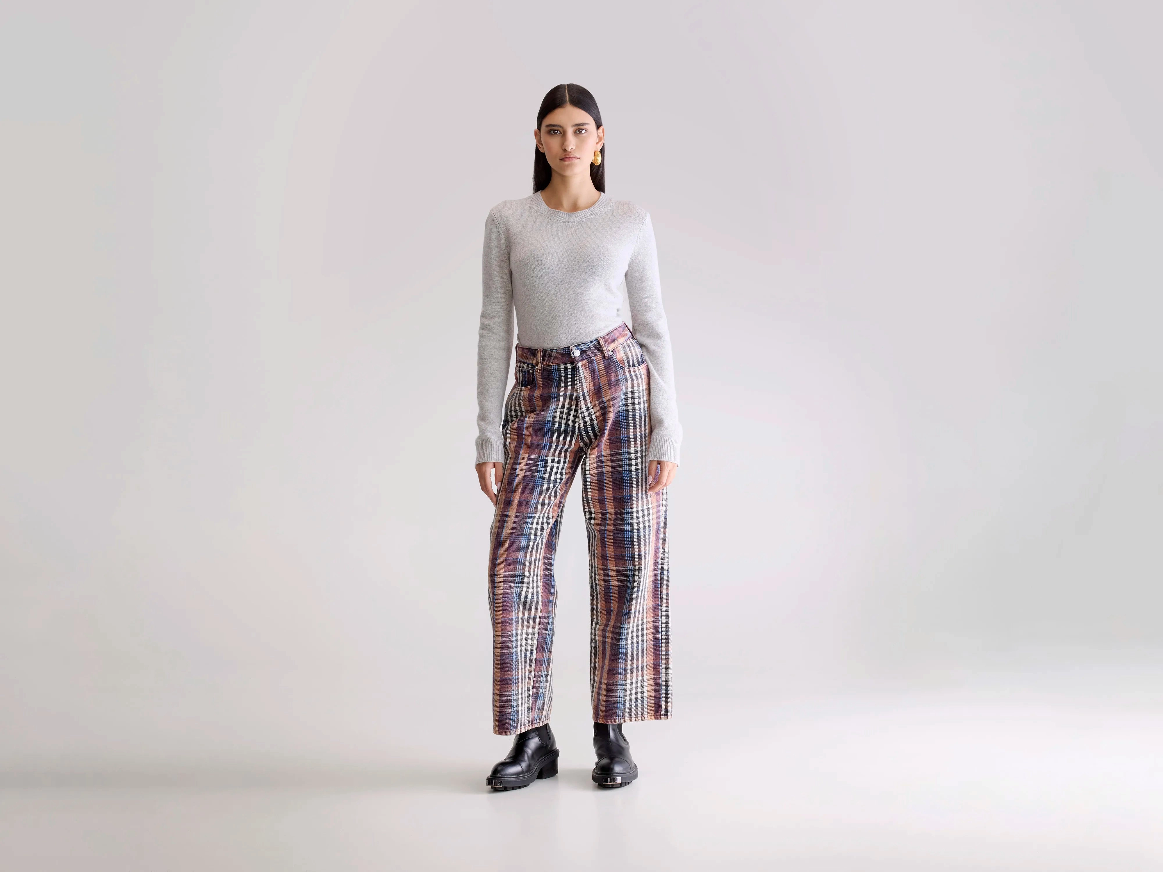 Denim N. 66 wide jeans (252 / W / CHECK A) Autumn Days Unisex Wear Teen Outfit