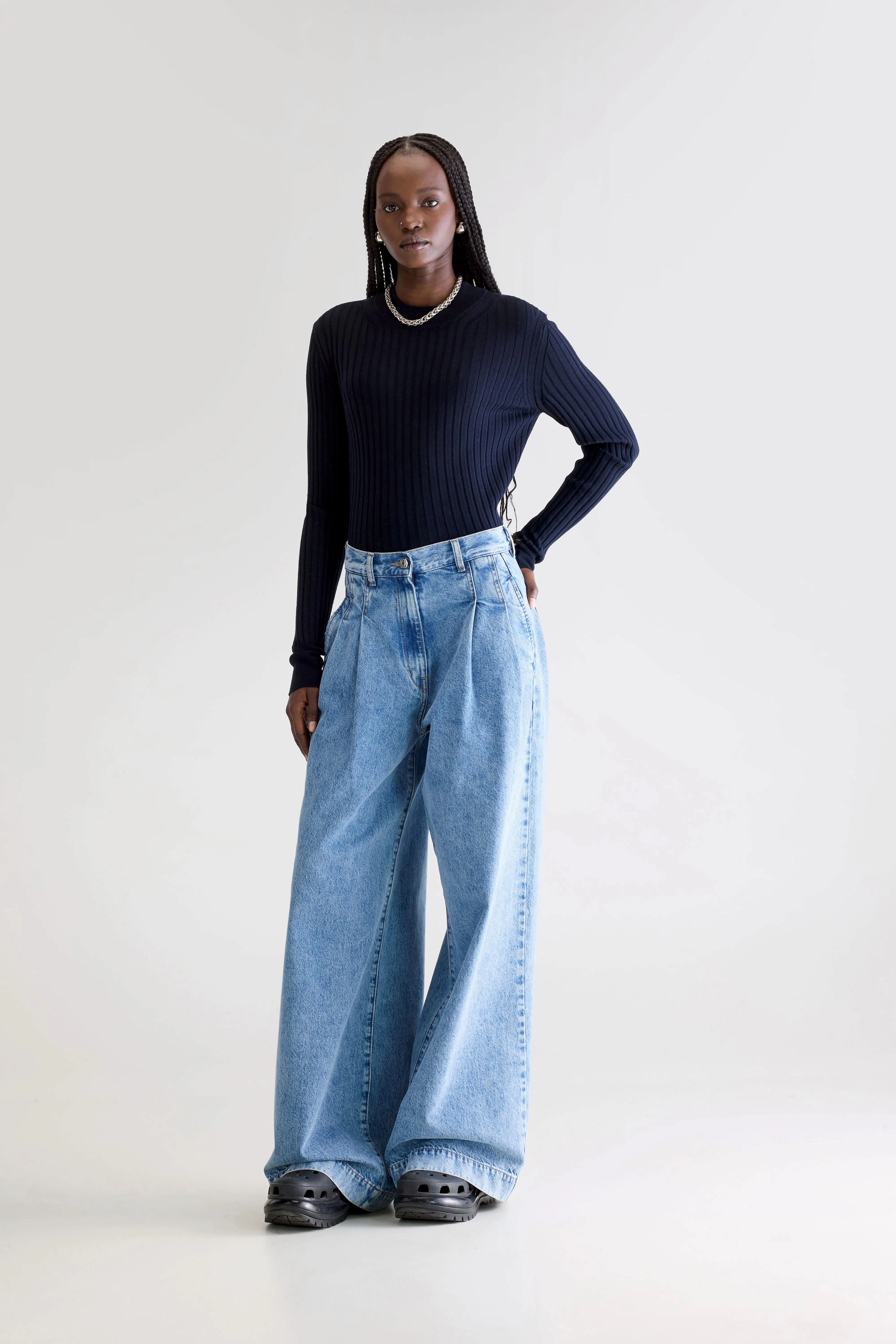 Anti Fade Technology Denim N. 74 super-wide jeans (252 / W / STONE BLUE)