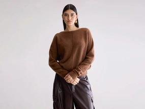 Derny sweater (252 / W / BISON) Relaxed Armhole Fit Ribbed Structure