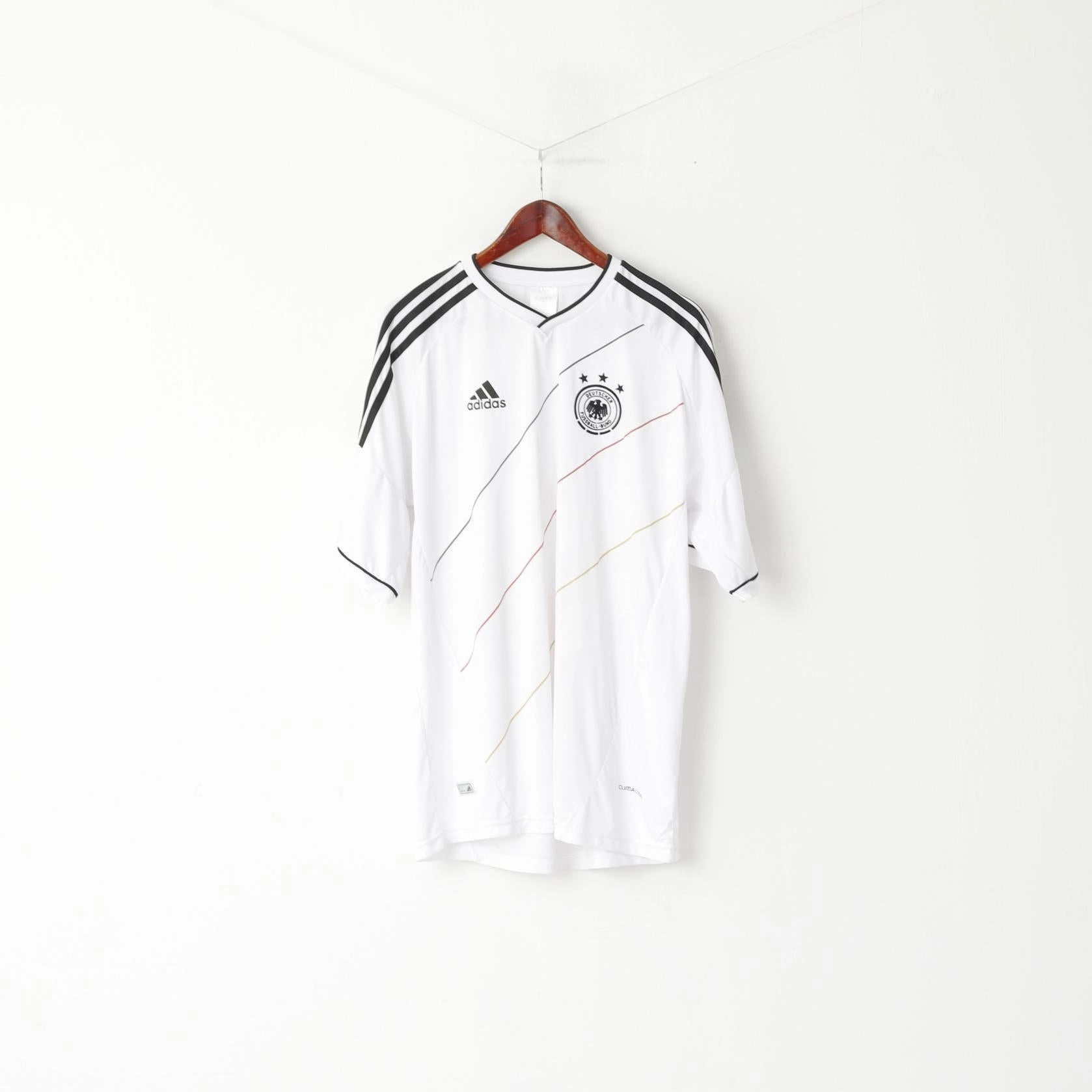 TemperatureRegulating Deutschland Men XXXL (XL) Shirt White Deutscher Fussball Bund V Neck Jersey Top