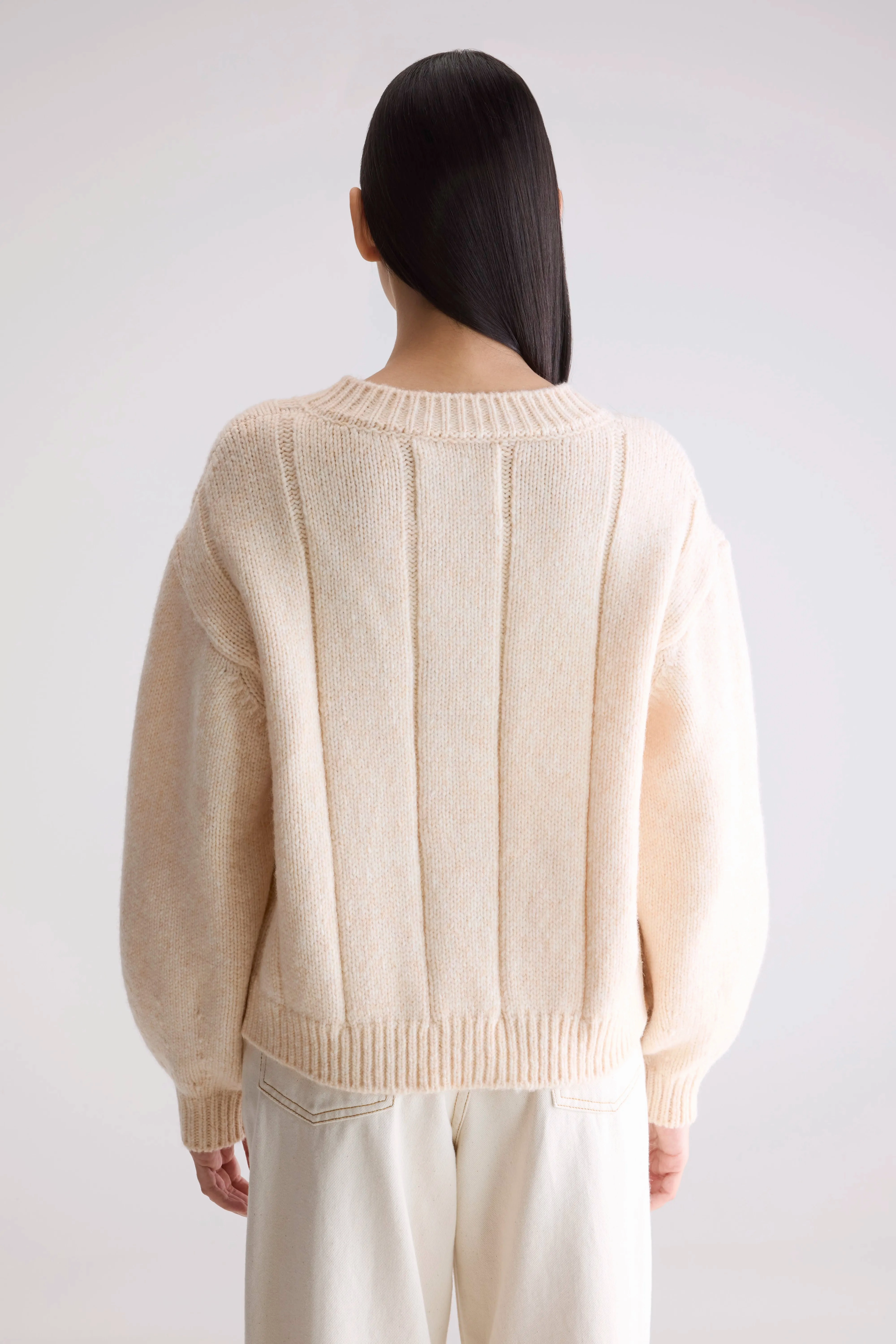 Dico chunky cardigan (252 / W / IVORY) LowImpact Processing