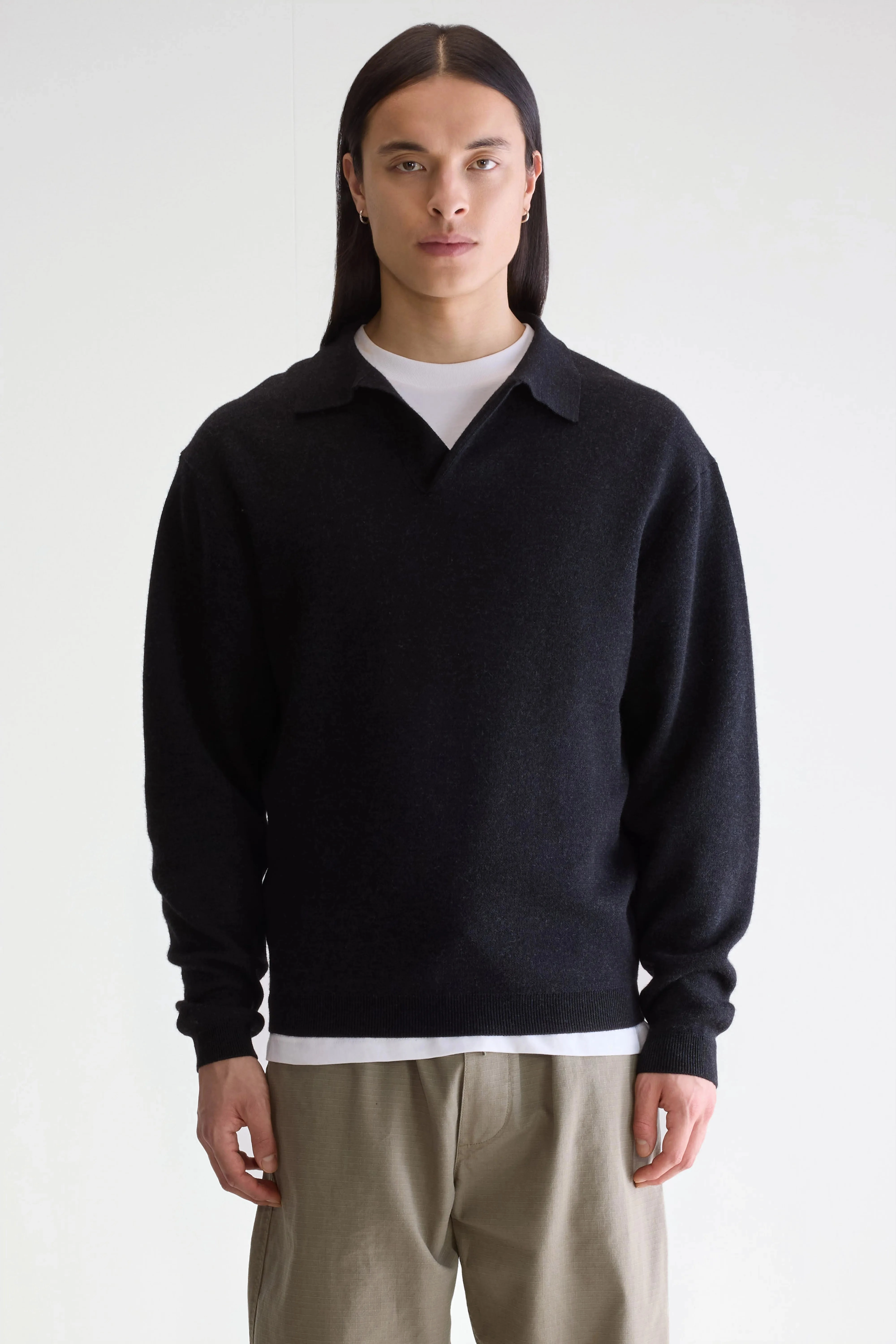 MachineWashable Versatile Comforted Diloux polo sweater (252 / M / CHARCOAL)