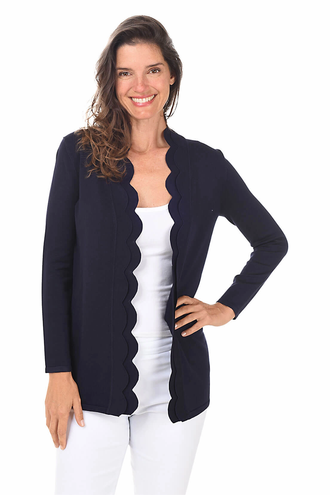 QuickDry Fibers Double Scallop Open Cardigan