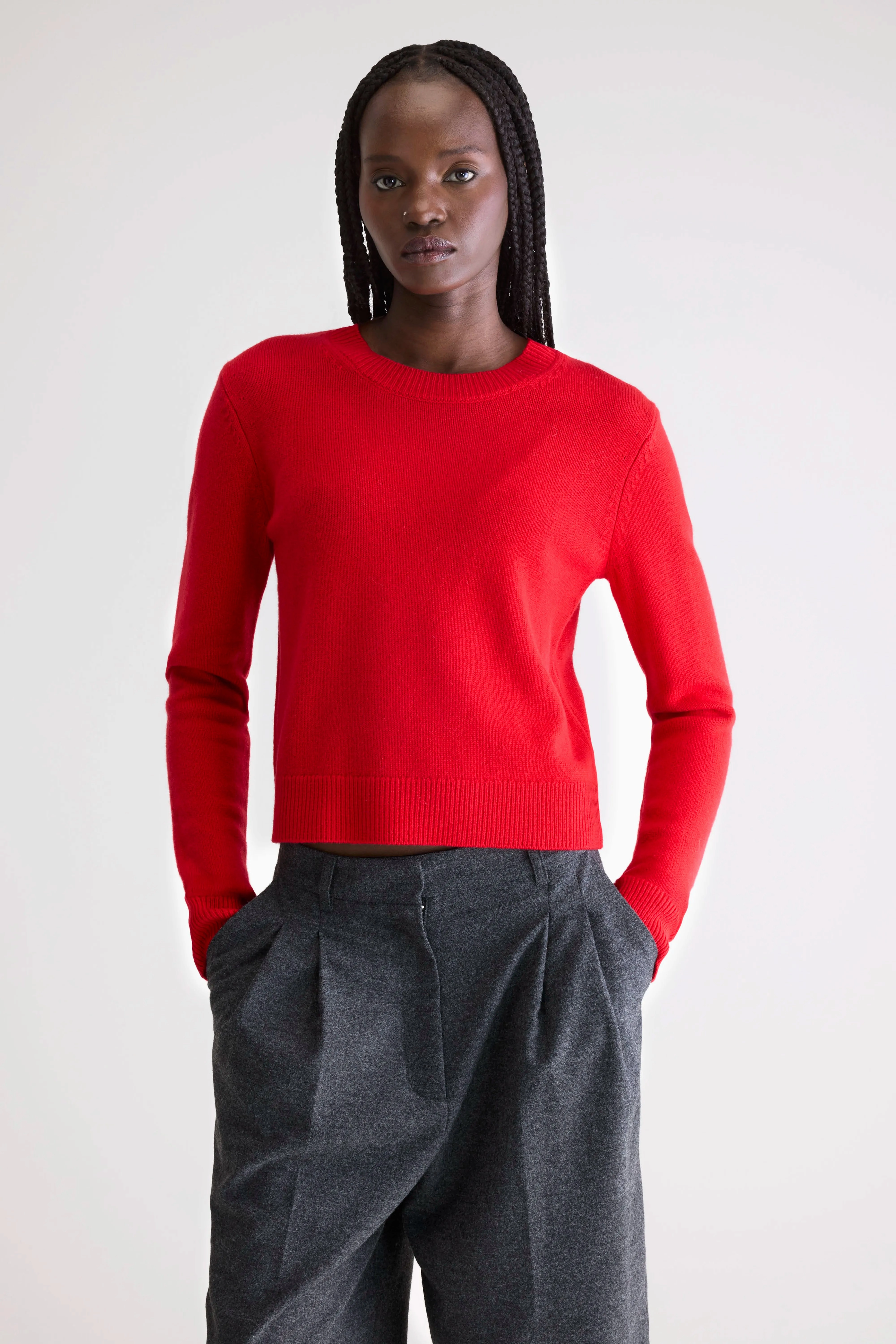 ZeroWaste Production Ribbed Knit Spag slim cashmere sweater (252 / W / AMORE)