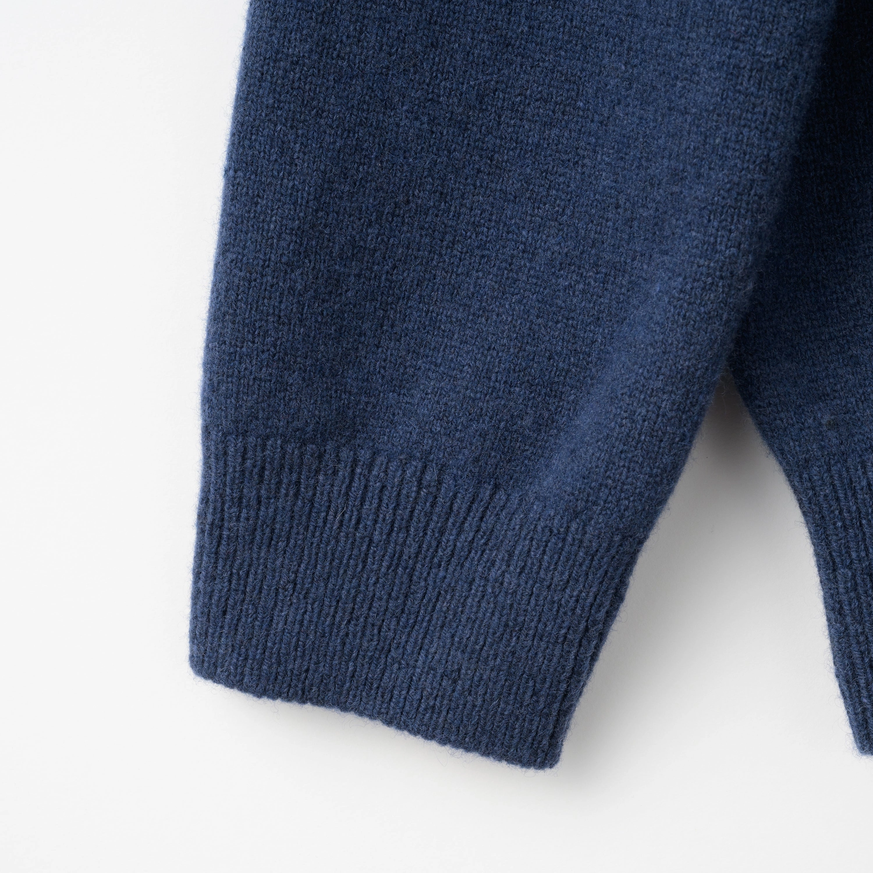 Versatile Casual Look Elastic Edging Mooncastle Wool Cashmere Silk Crew Neck Sweater: Navy