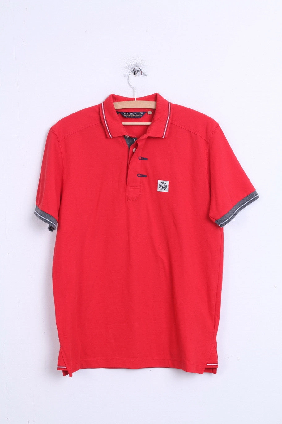 Duck and Cover Mens L Polo Shirt Red Cotton Sport Roomy Fit