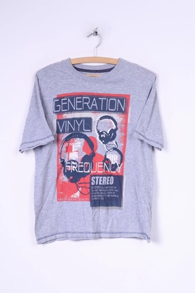 Dunnes Mens S 33/34 T-Shirt Graphic Grey Cotton Generation Vinyl Top Modern Comfort Style