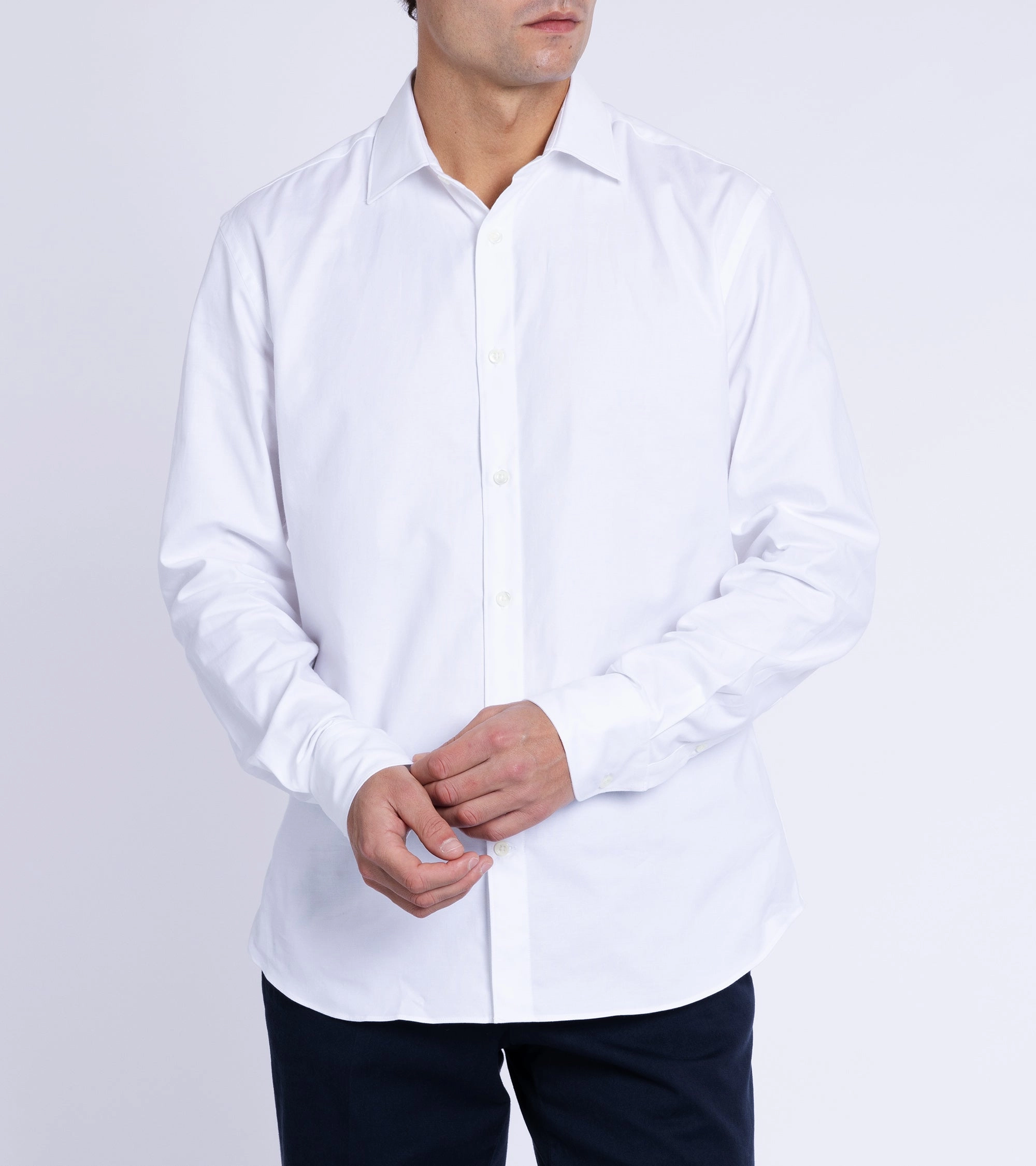 Trunk Austin Cotton Oxford Shirt: White Long Sleeve Rooftop Bar