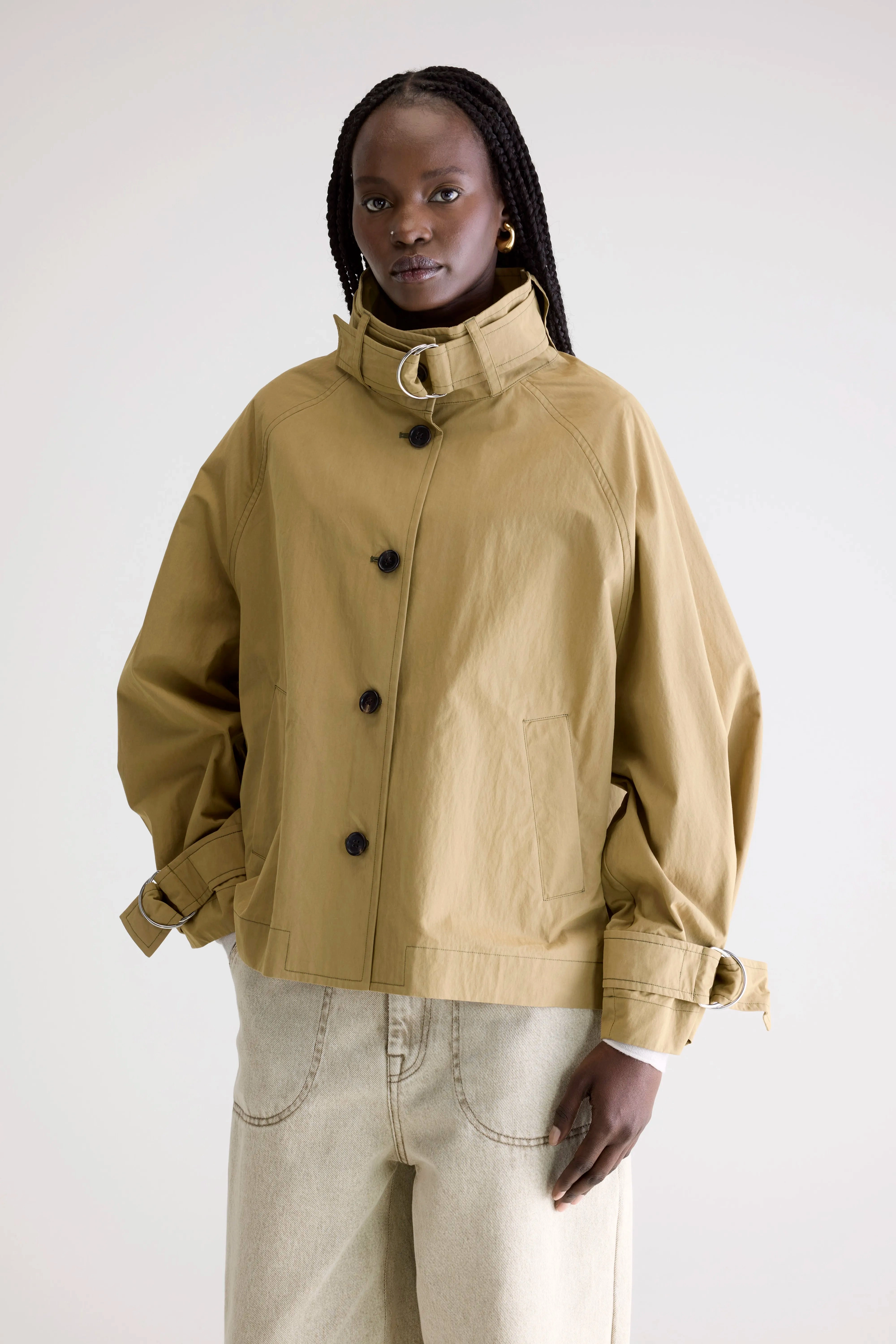 Hubble light trench (252 / W / SOIL) Water Resistant Coat Layered Neckline