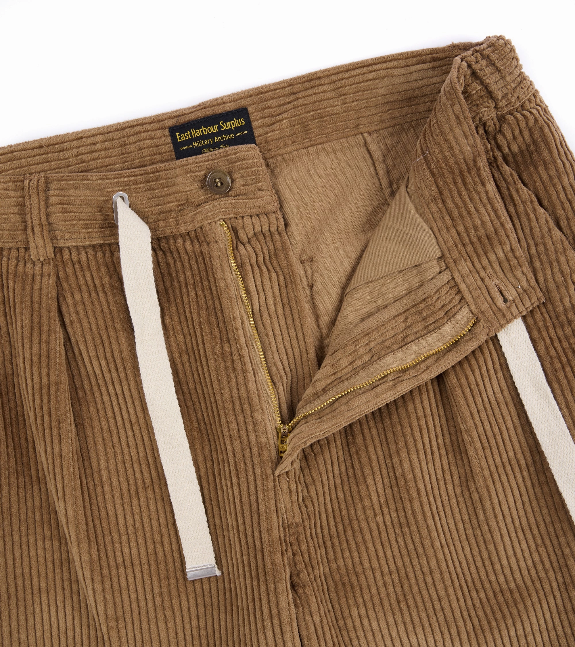East Harbour Surplus Oxnard Wide Cotton Cord Easy Trousers: Light Brown Stretch Panel breath easy
