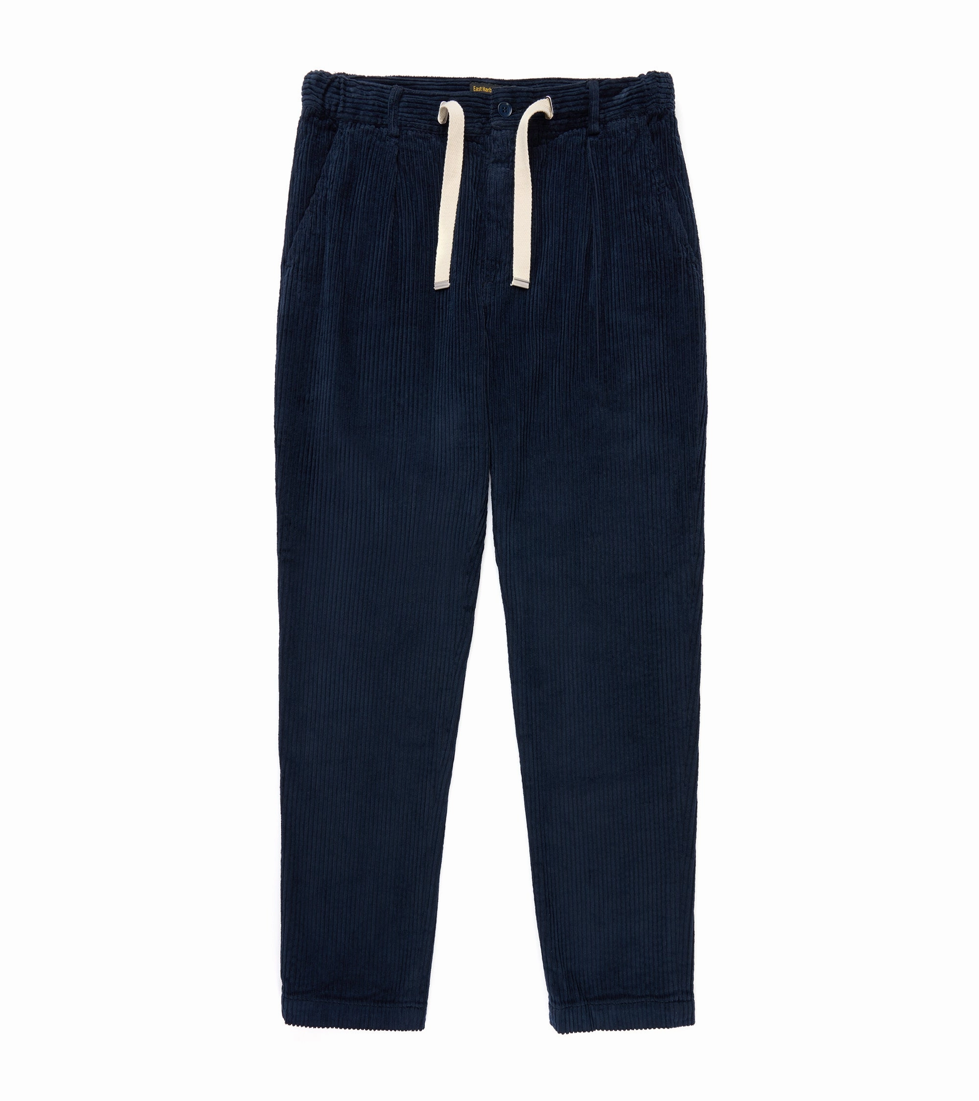 East Harbour Surplus Oxnard Wide Cotton Cord Easy Trousers: Navy Roomy Shape Slim Design
