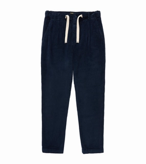 East Harbour Surplus Oxnard Wide Cotton Cord Easy Trousers: Navy Roomy Shape Slim Design