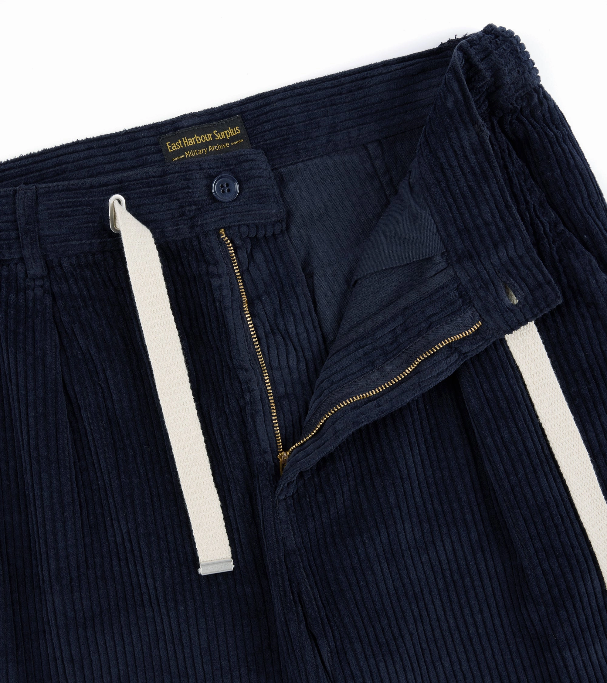 Quick Adjust Fit East Harbour Surplus Oxnard Wide Cotton Cord Easy Trousers: Navy