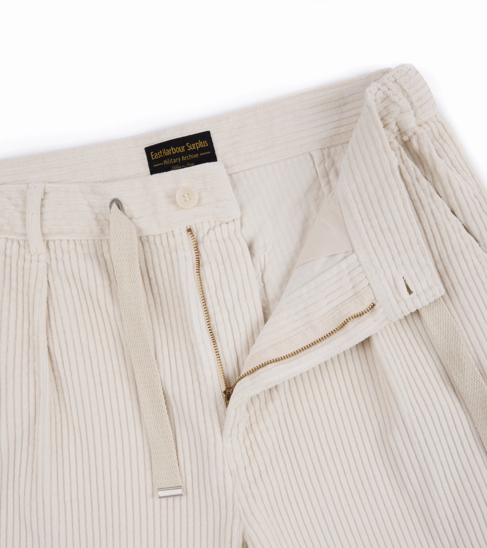 East Harbour Surplus Oxnard Wide Cotton Cord Easy Trousers: Off White stain guard