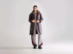 Easton long coat (252 / W / DARK ROAST) Single Buttons Tear Resistant