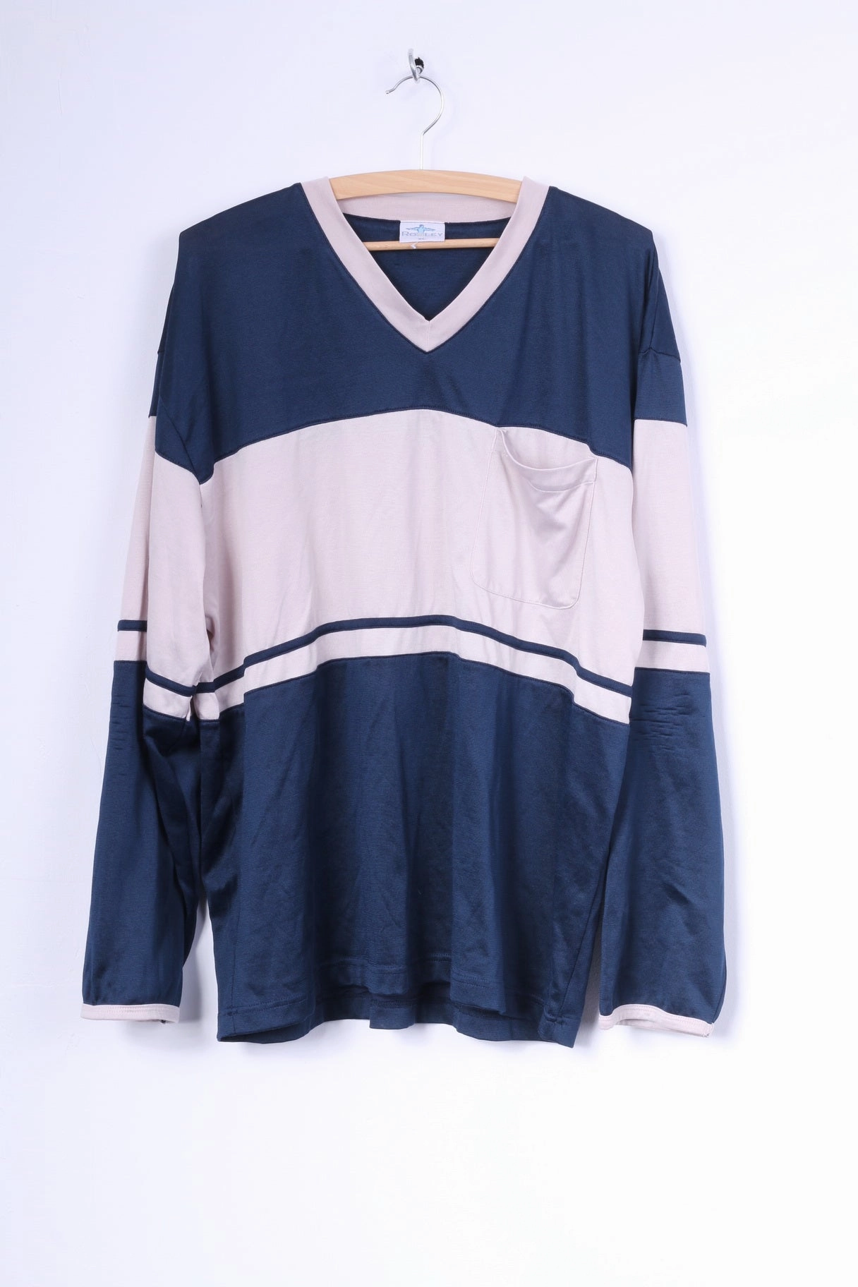 ReinforcedHems RONLEY Mens XL Shirt Long Sleeve V Neck Nylon Sport Vintage