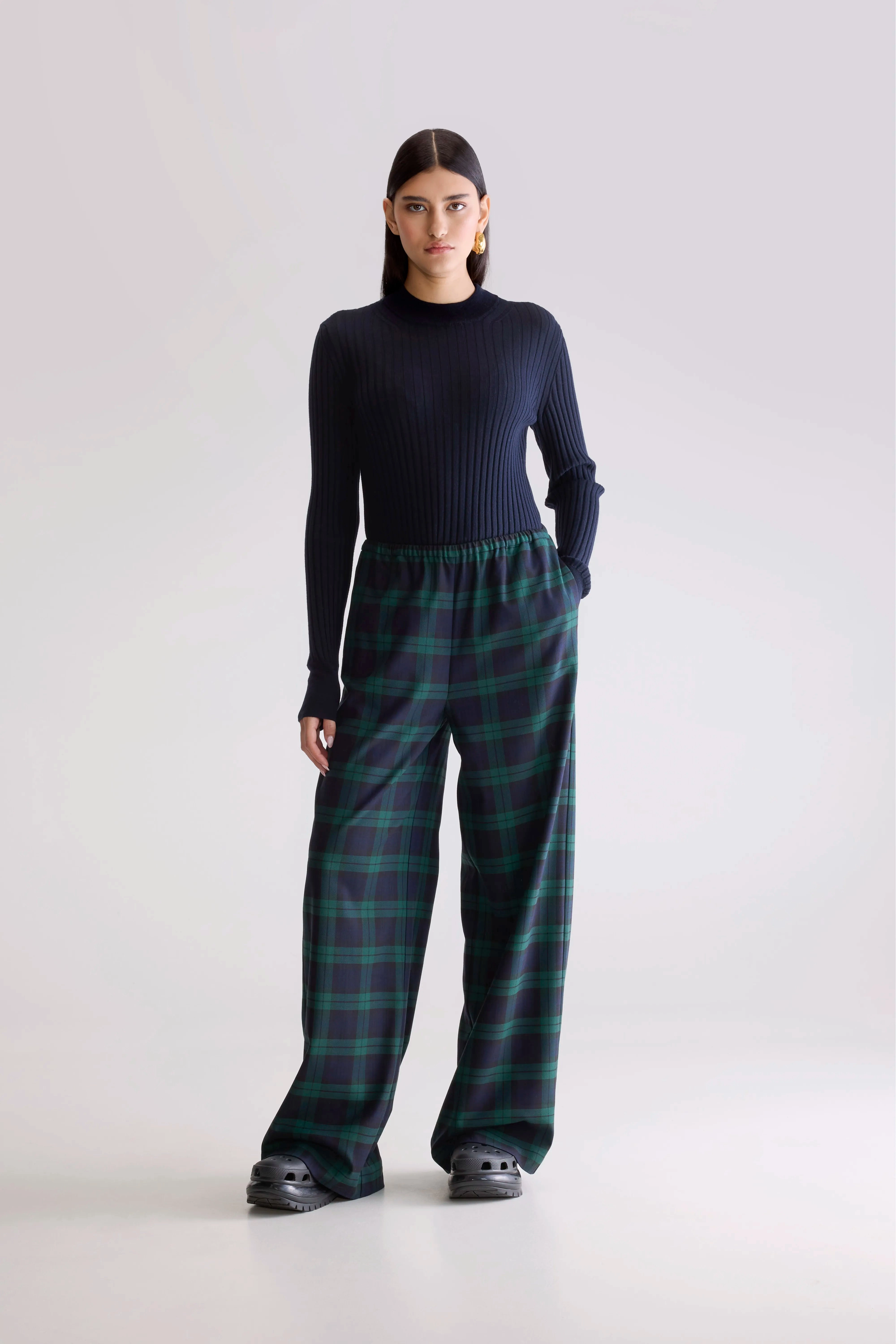 Sleepy relaxed trousers (252 / W / CHECK A) Breath Friendly Quick Cool