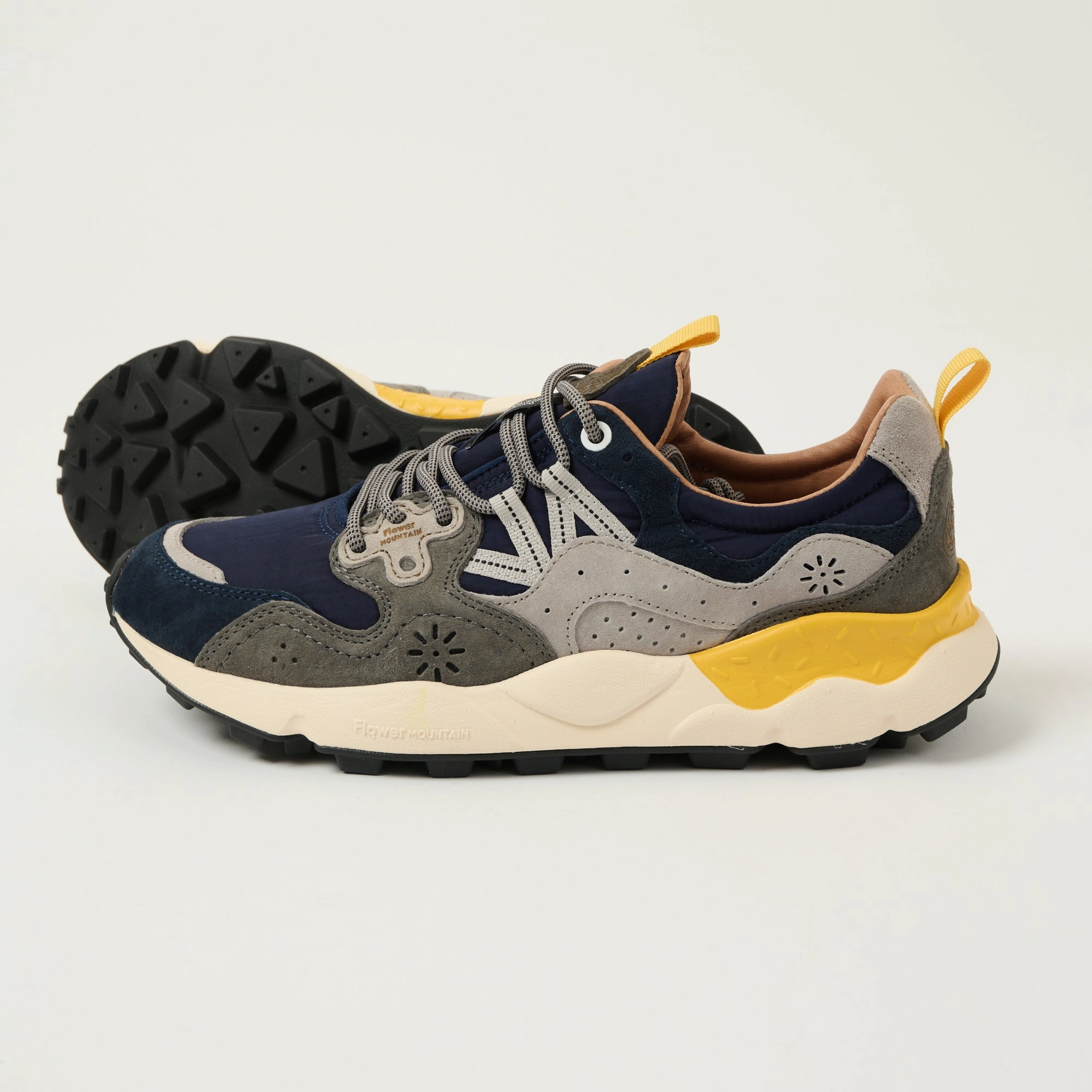 Relax Style Flower Mountain Yamano 3 Man Suede/Nylon Sneaker - Navy/Blue/Grey