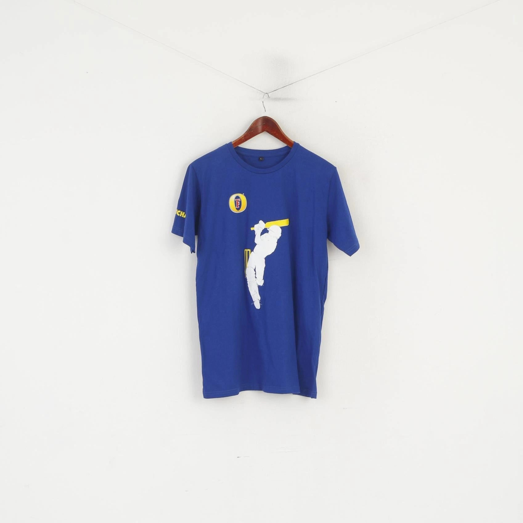 Microfiber texture Casual Chic Wear ECB Official Men L (M) Shirt Blue Cotton England Cricket Catcha6 Sport Top