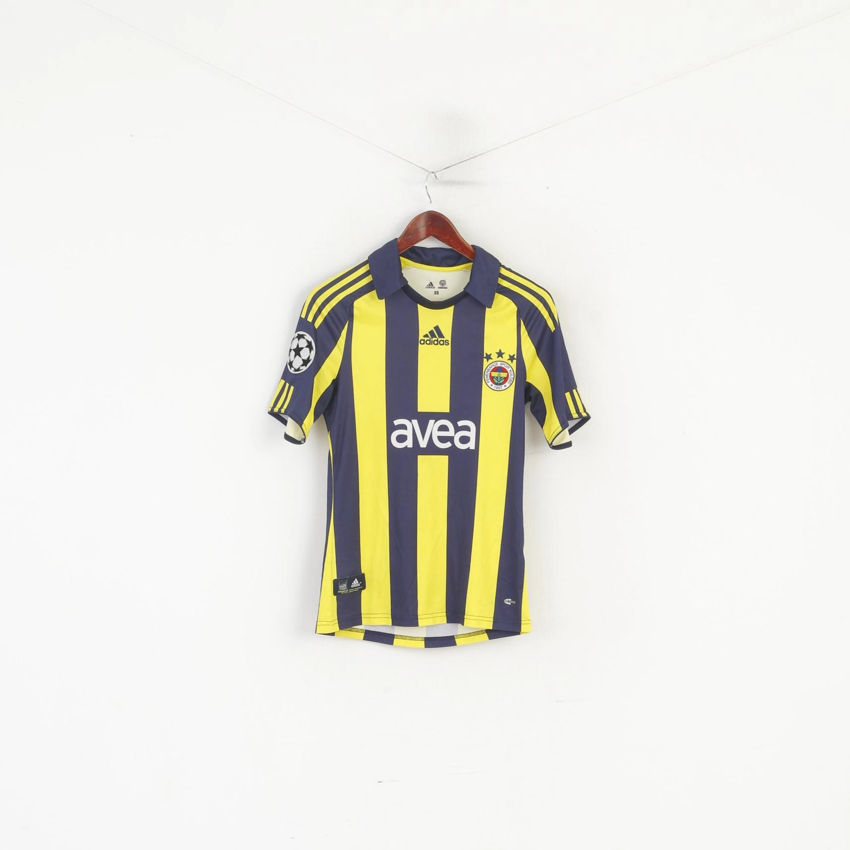 Sleeveless Adidas Fenerbahce Men XS Polo Shirt Navy Striped Football Spor Kul??b?? Turkish Top