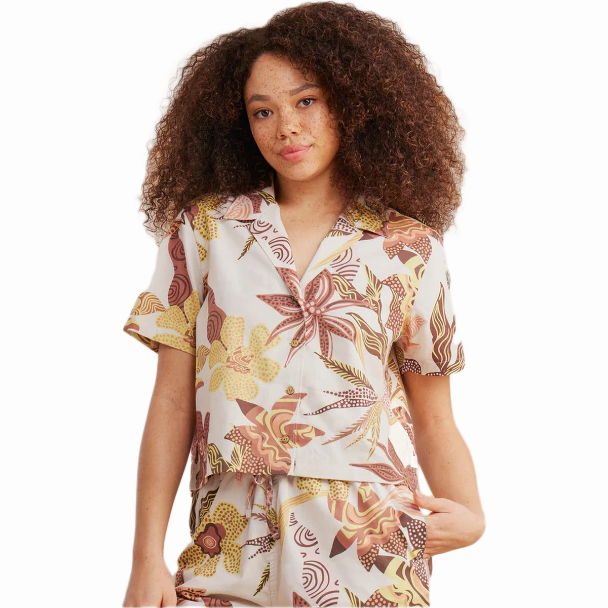 Elastic Fit Women's Idle Camp Shirt Short Sleeve