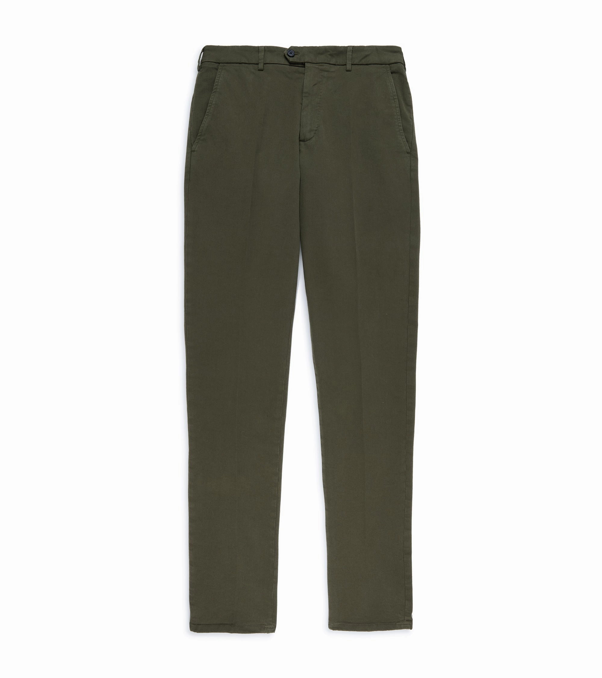 Trunk Palmer Flat Front Cotton Twill Trousers: Olive Wrinkle Resistant