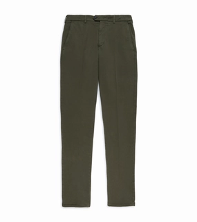 Trunk Palmer Flat Front Cotton Twill Trousers: Olive Wrinkle Resistant