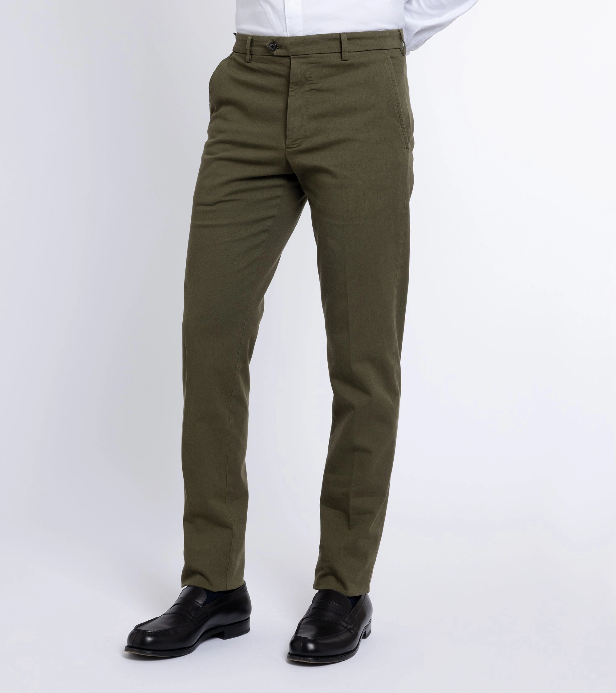 Versatile Comfort Quick Dry Wear Trunk Palmer Flat Front Cotton Twill Trousers: Olive