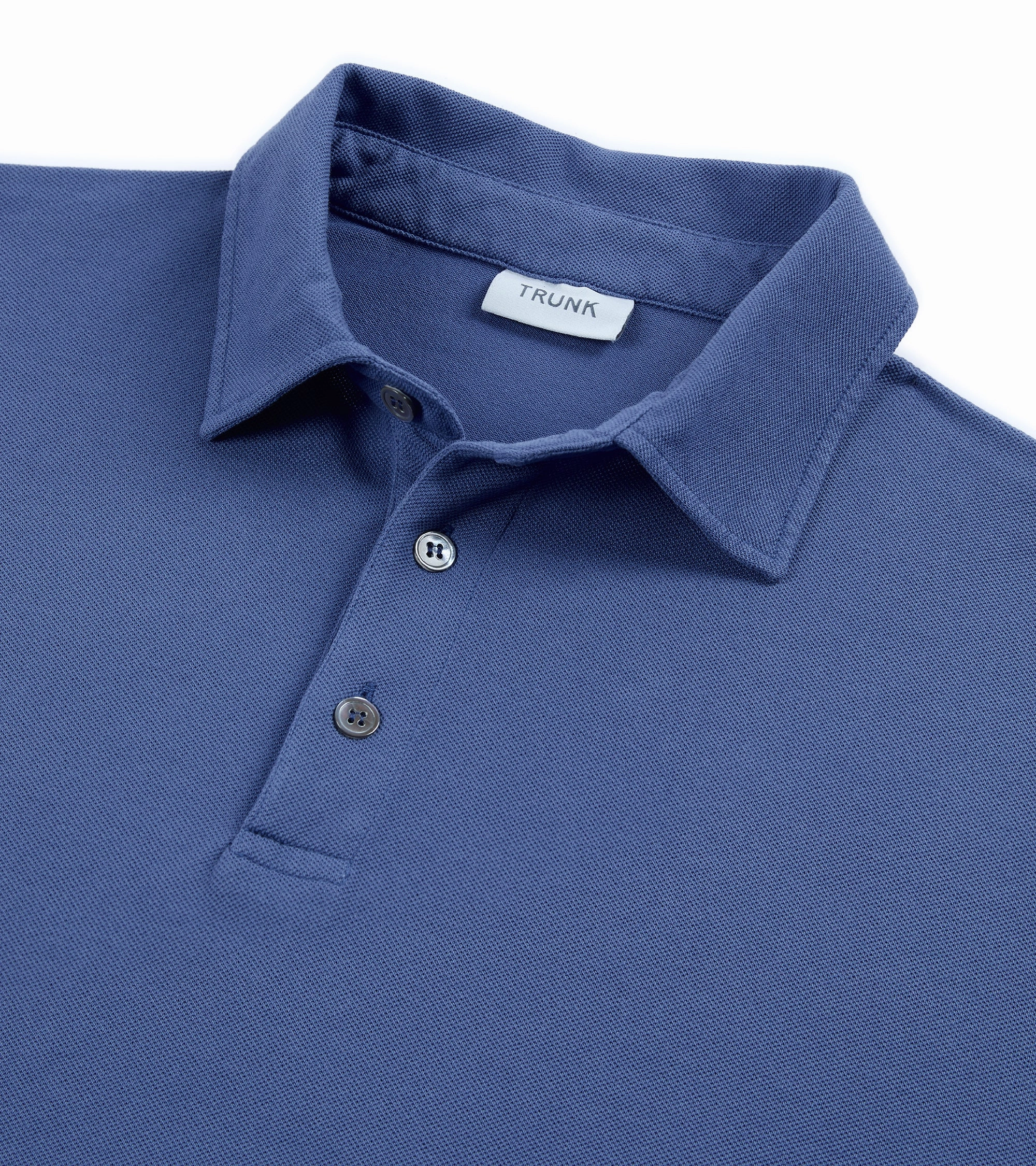 Modern Fit Trunk Moxon Long Sleeve Polo Shirt: Mid Blue