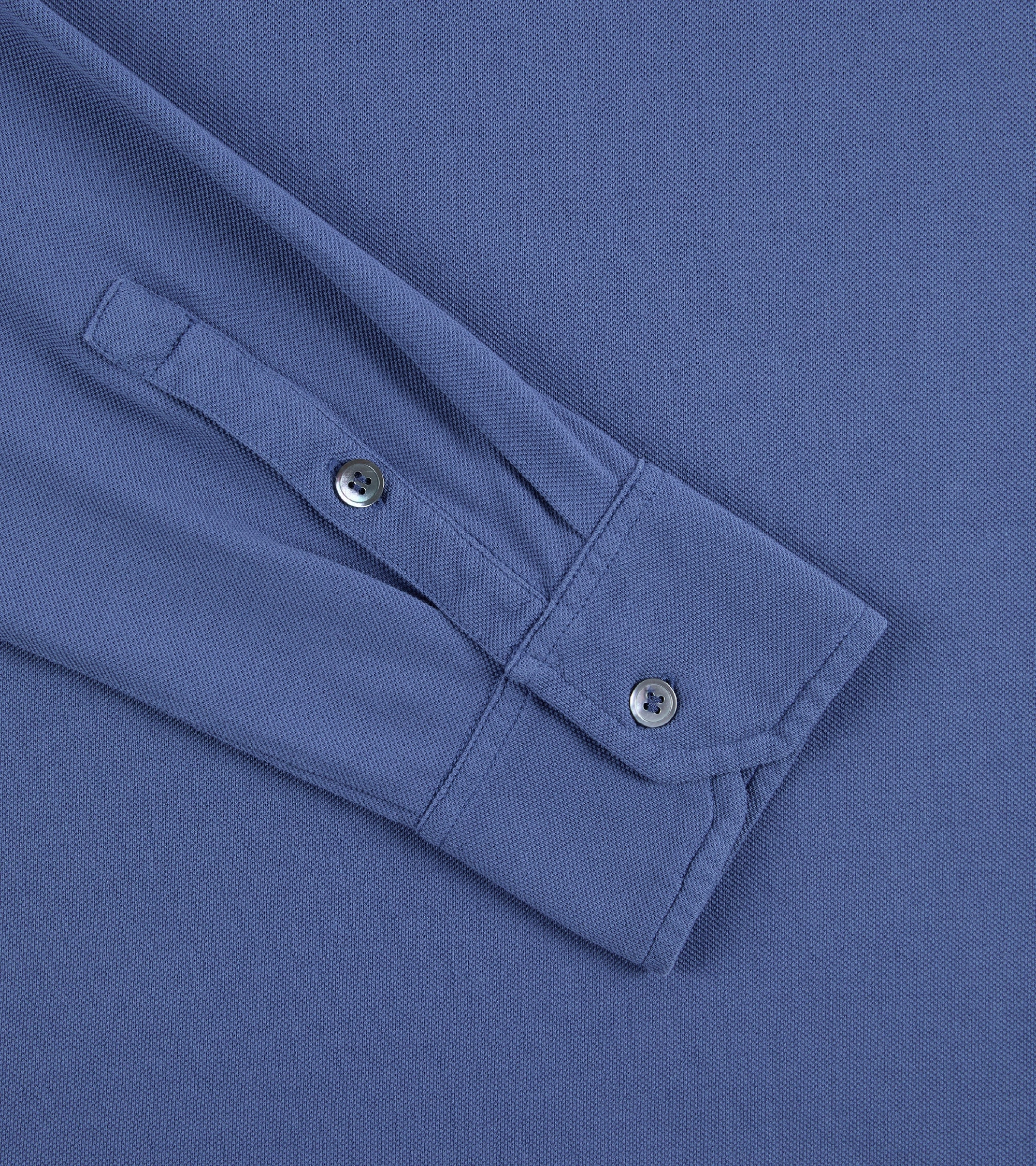 TemperatureRegulating Layer Casual Style Trunk Moxon Long Sleeve Polo Shirt: Mid Blue