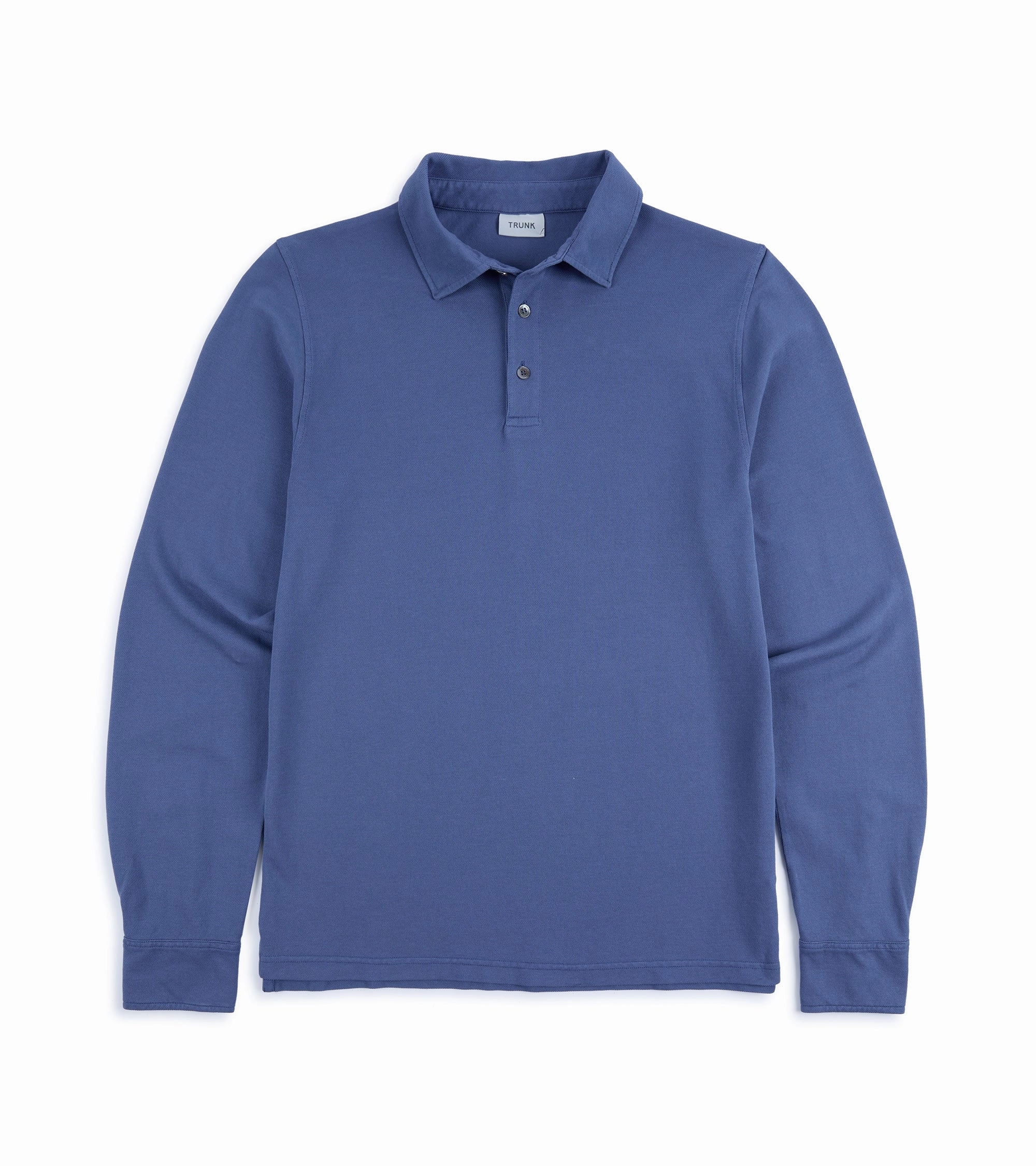 Tailored Fit Outdoor Wear Trunk Moxon Long Sleeve Polo Shirt: Mid Blue