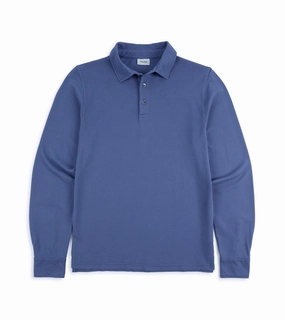 Tailored Fit Outdoor Wear Trunk Moxon Long Sleeve Polo Shirt: Mid Blue