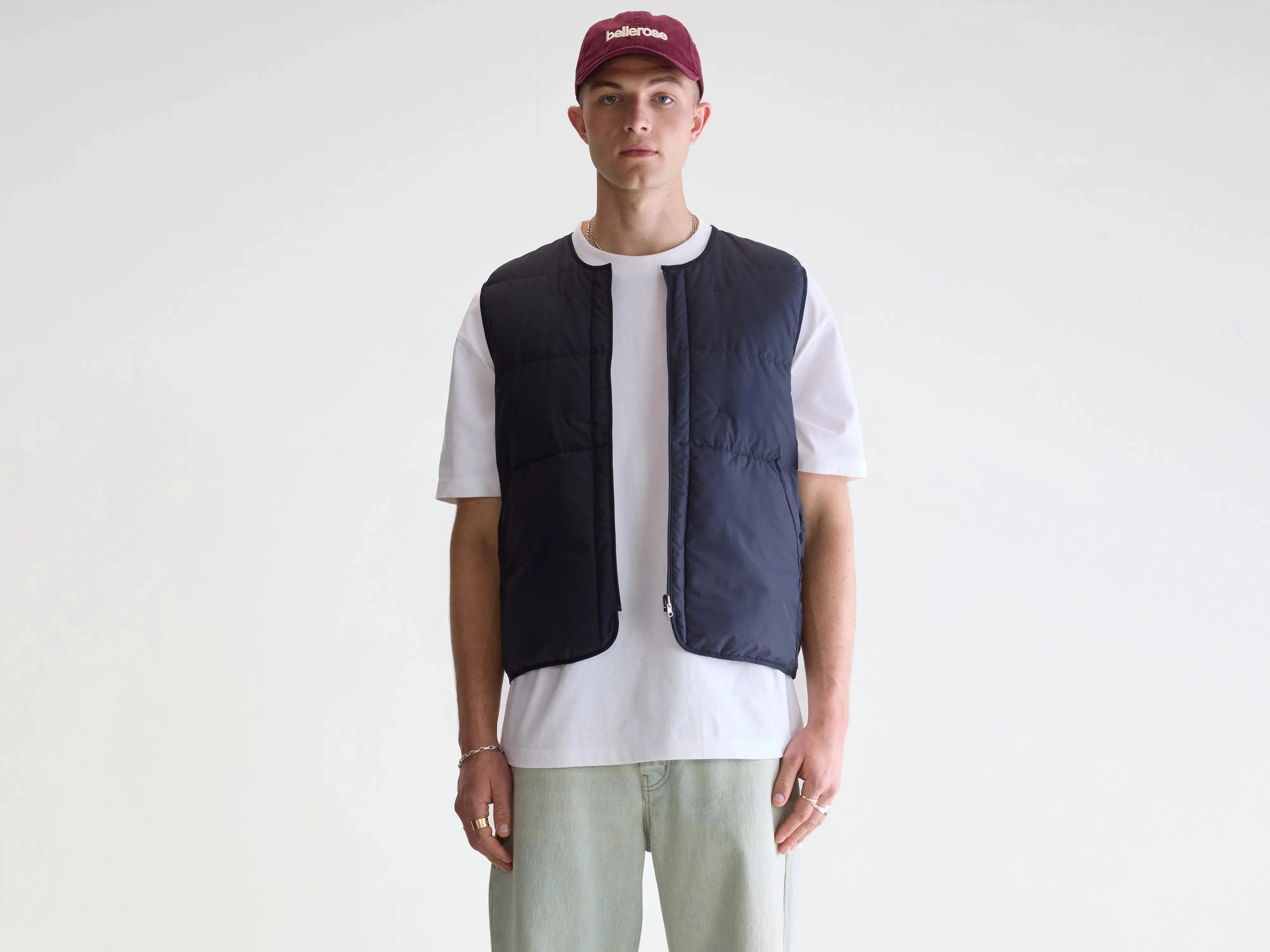 Multi Pocket Layered Drape Hoch bodywarmer (251 / M / NAVY)