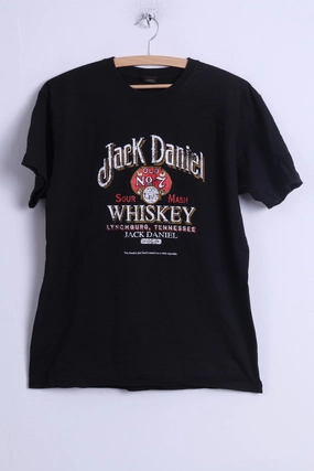 Jack Daniel's Mens M T- Shirt Black Cotton Crew Neck Graphic Whiskey Fashion Layer Modern and Soft