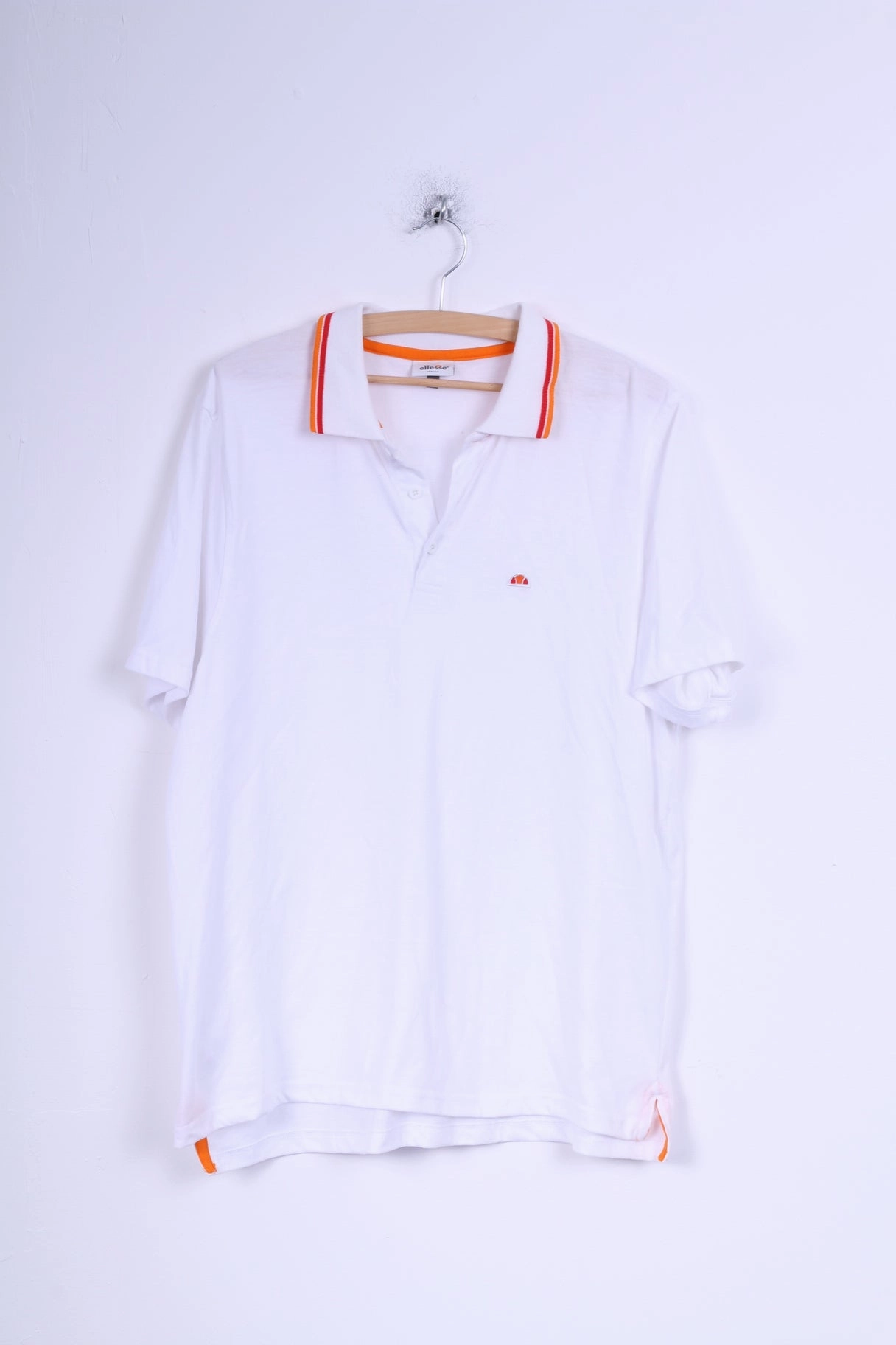 Reinforced Shoulders Ellesse Italia Mens XXL Polo Shirt White Cotton Short Sleeve