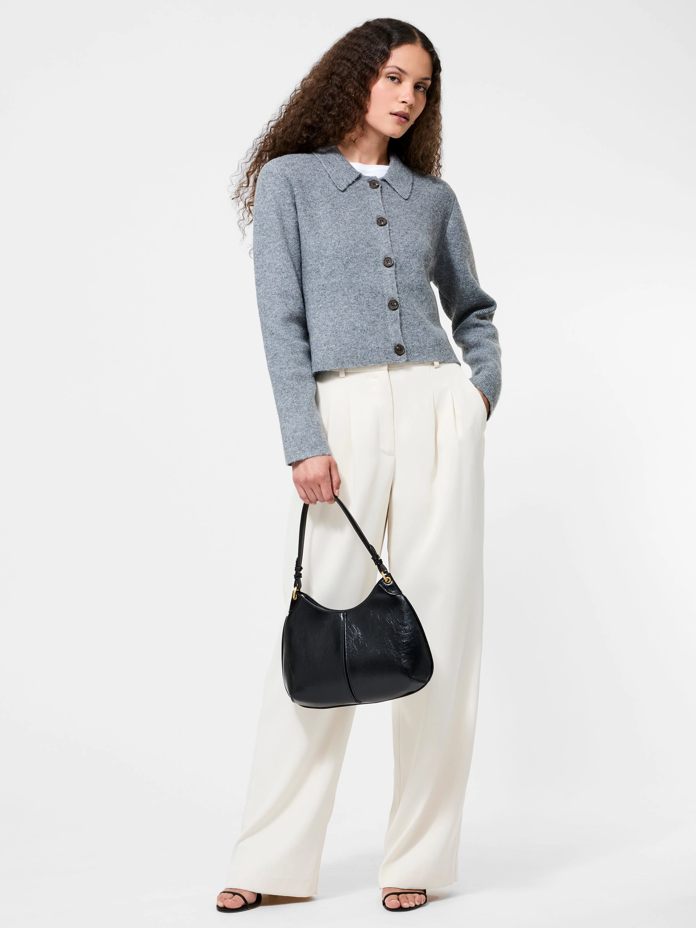 Ellie Knit Collared Cardigan Closet Essential Clean Cut