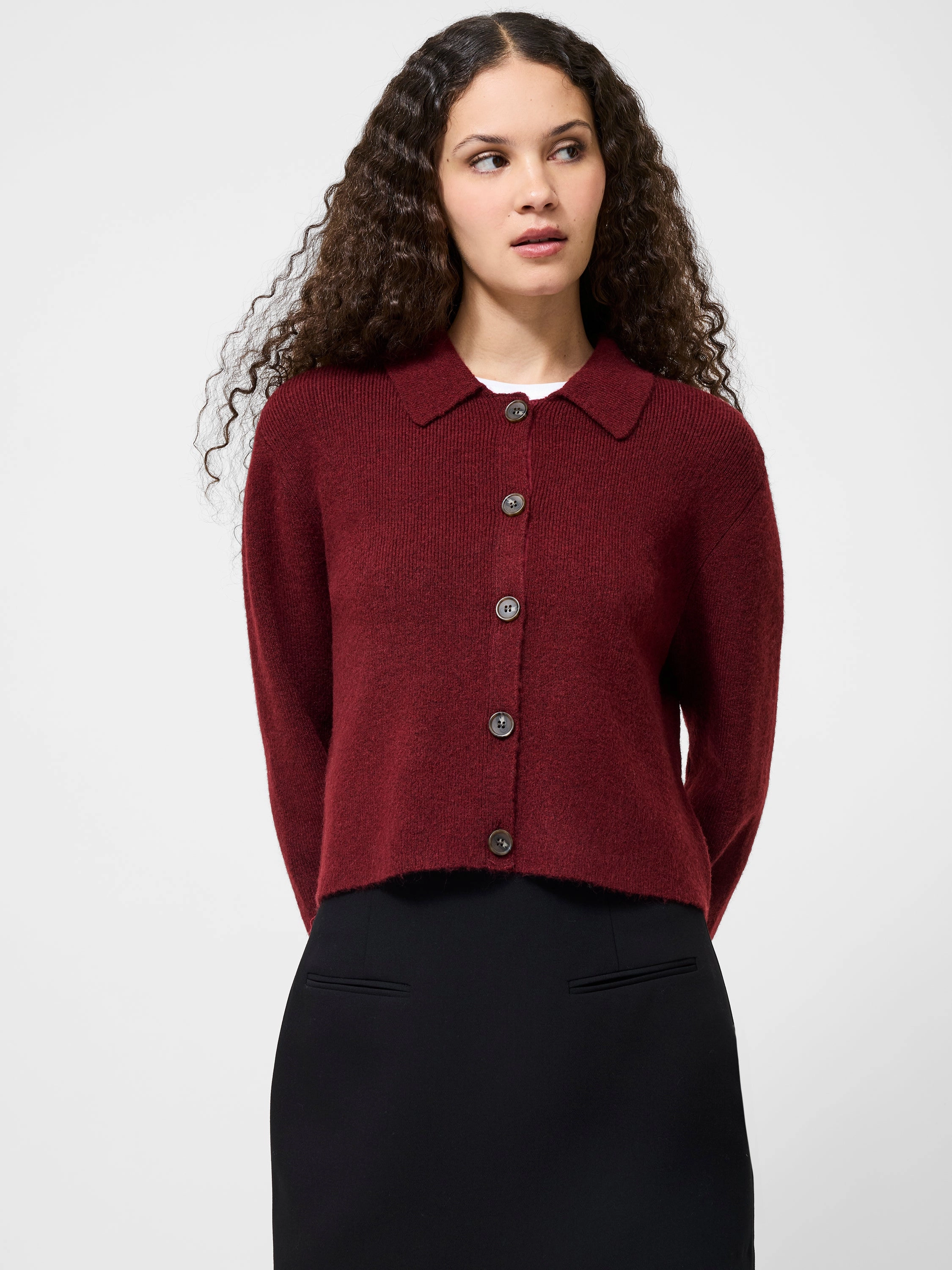 Ellie Knit Collared Cardigan ShrinkResistant Weave
