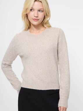 Ellie Knit Crew Neck Sweater SheerWeight Knit Ribbed Edging