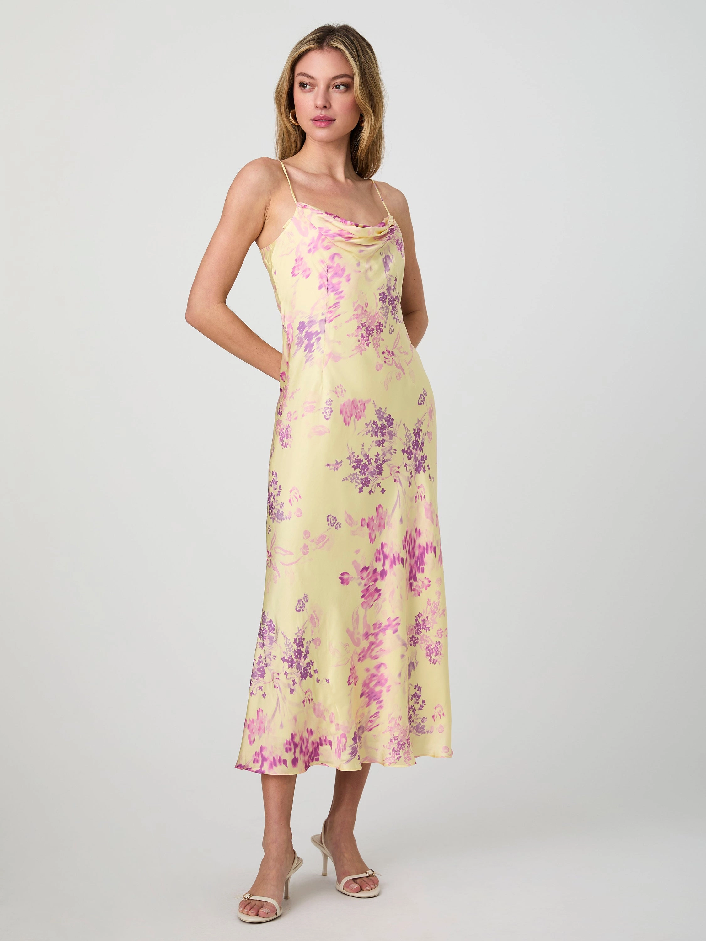 Elyria Oona Satin Midi Dress Casual Elegance