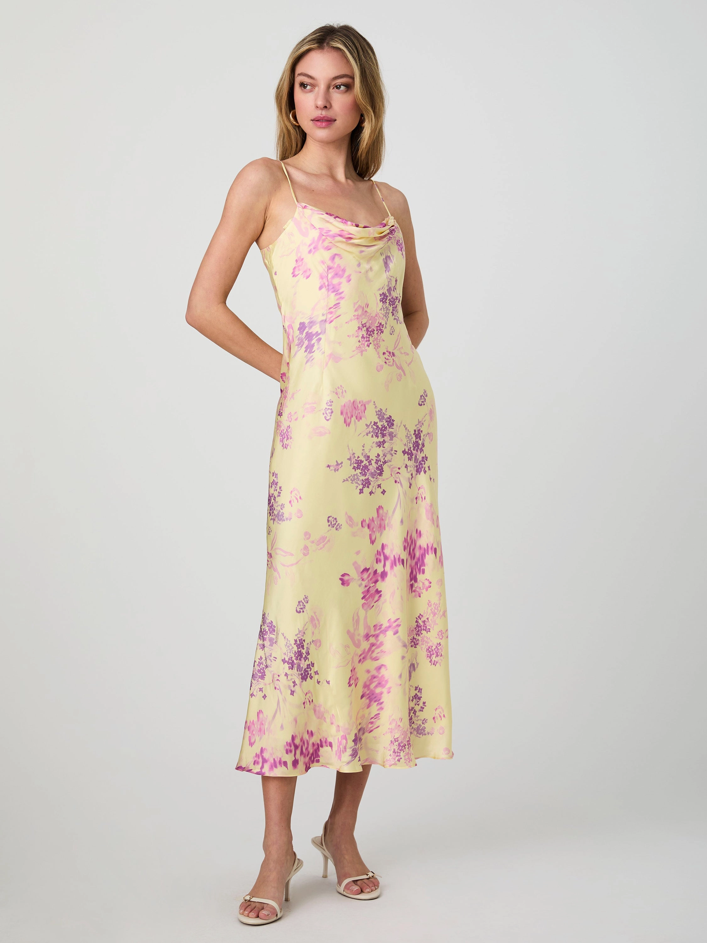 Elyria Oona Satin Midi Dress Casual Layers