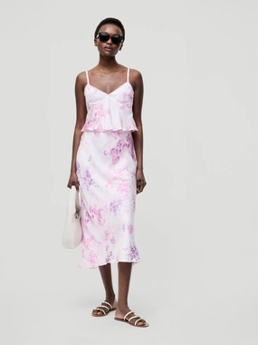 Elyria Oona Satin Midi Skirt slim cut Streetwear