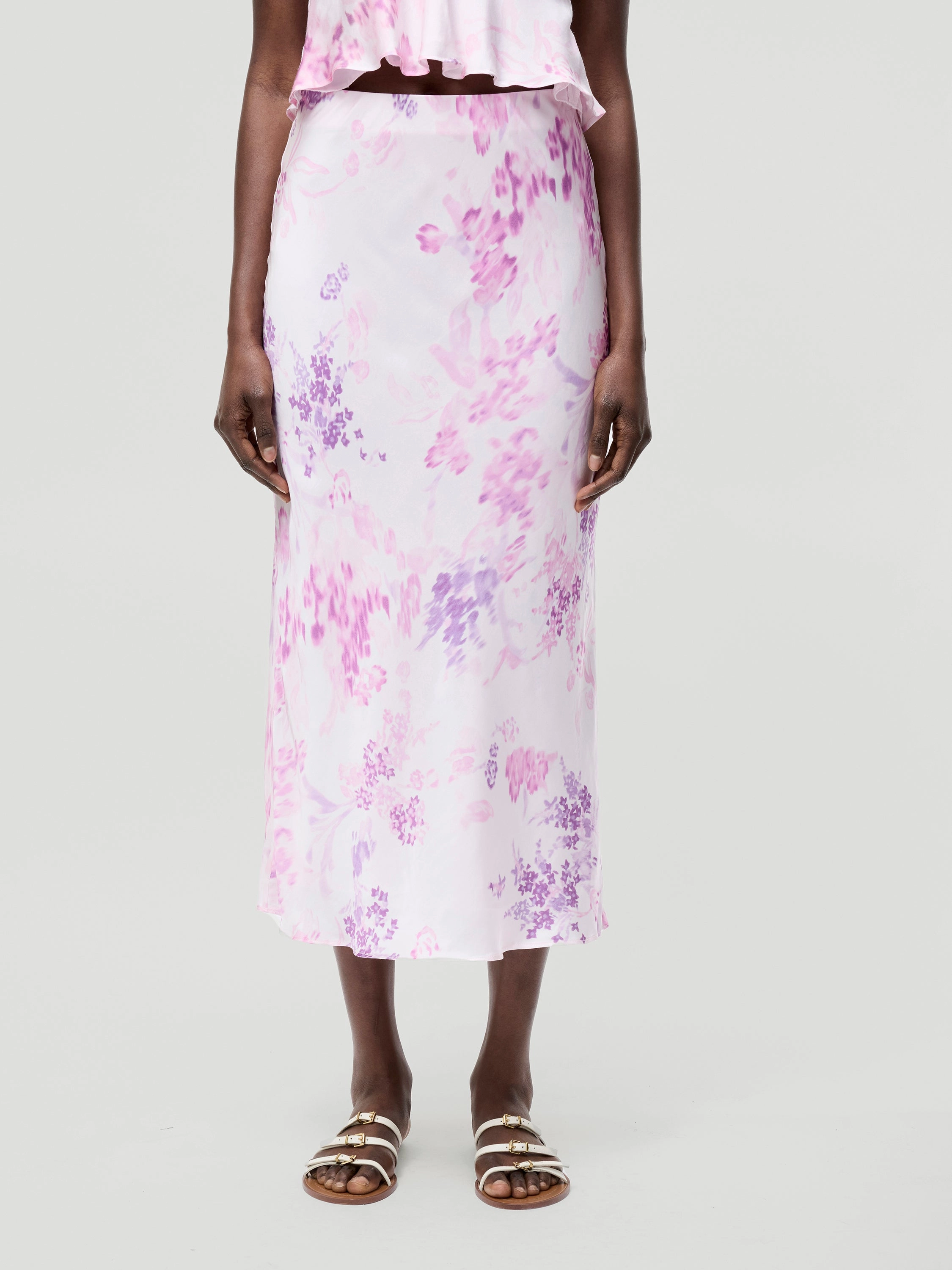 Elyria Oona Satin Midi Skirt Tagless Design Moisture Wicking Fabric