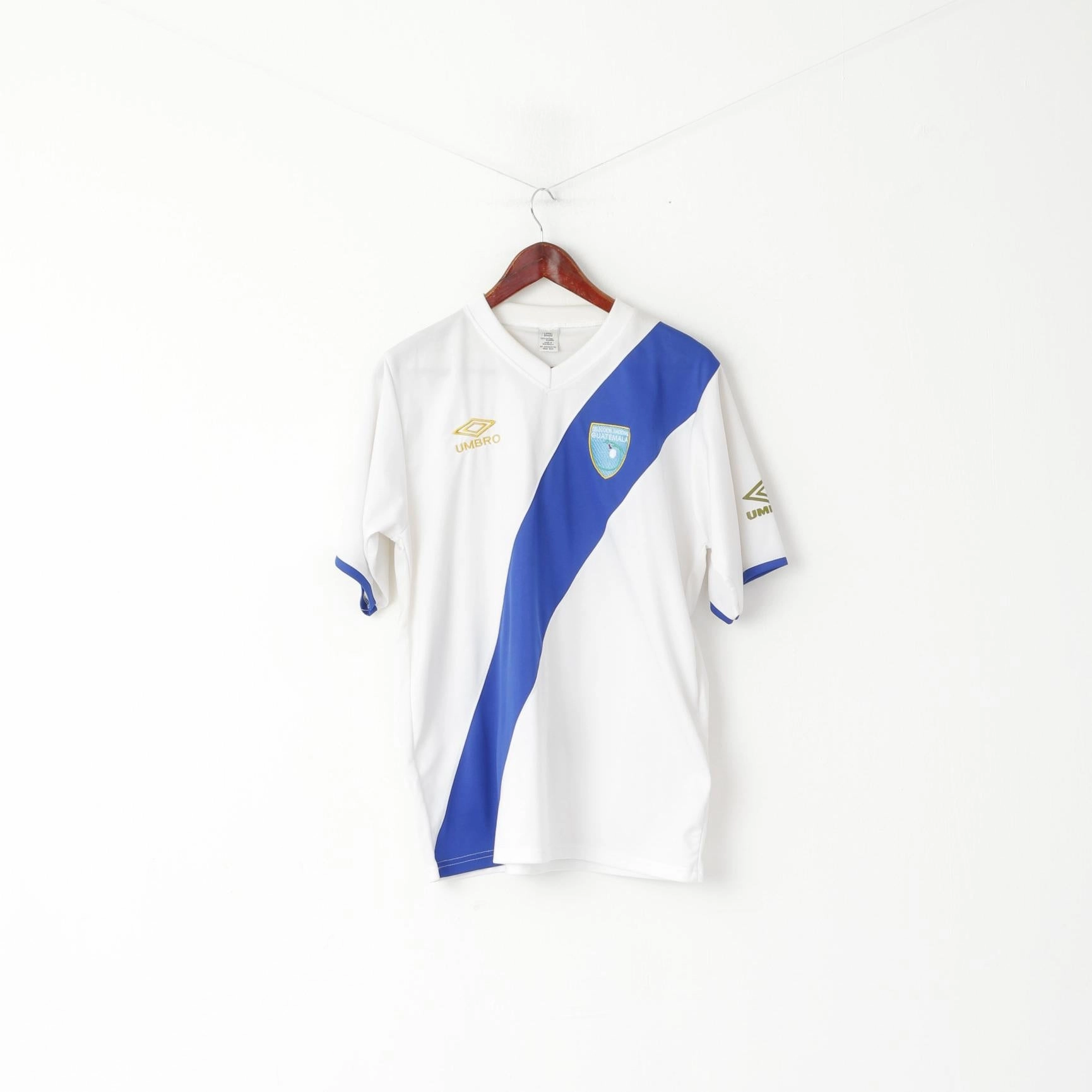 Seleccion Nacional Guatemala Men L Shirt White V Neck Football Jersey Top Zero Waste Production Simple and Chic
