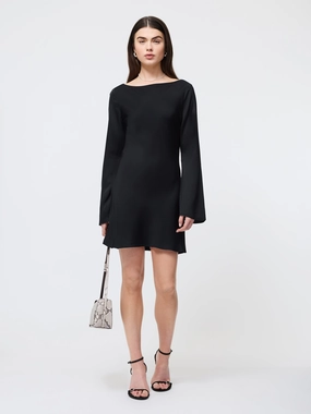 Satin-Finish Ennis Satin Longsleeve Mini Dress