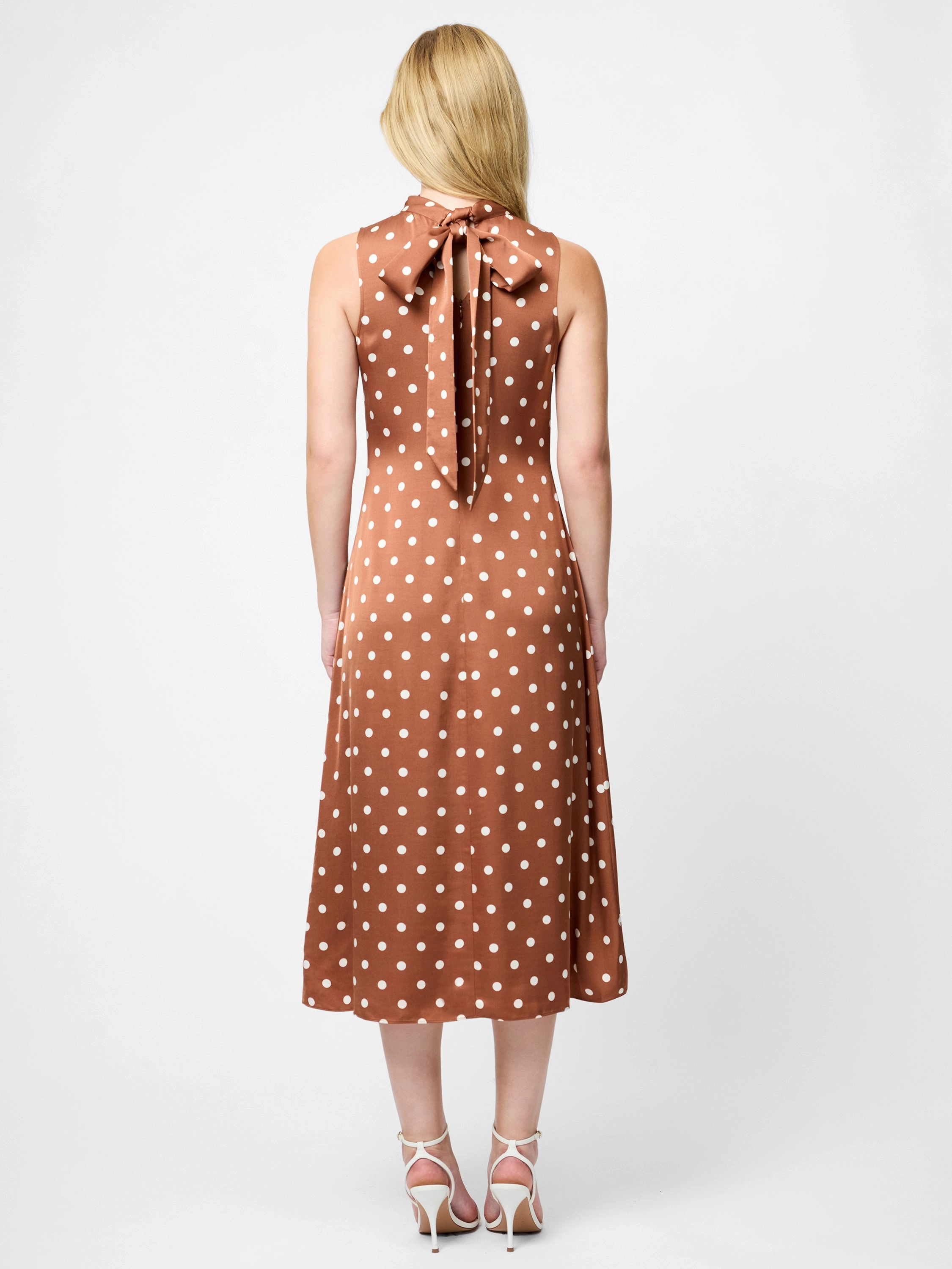Ennis Satin Polka Dot Midi Dress Stay Cool Cozy Base