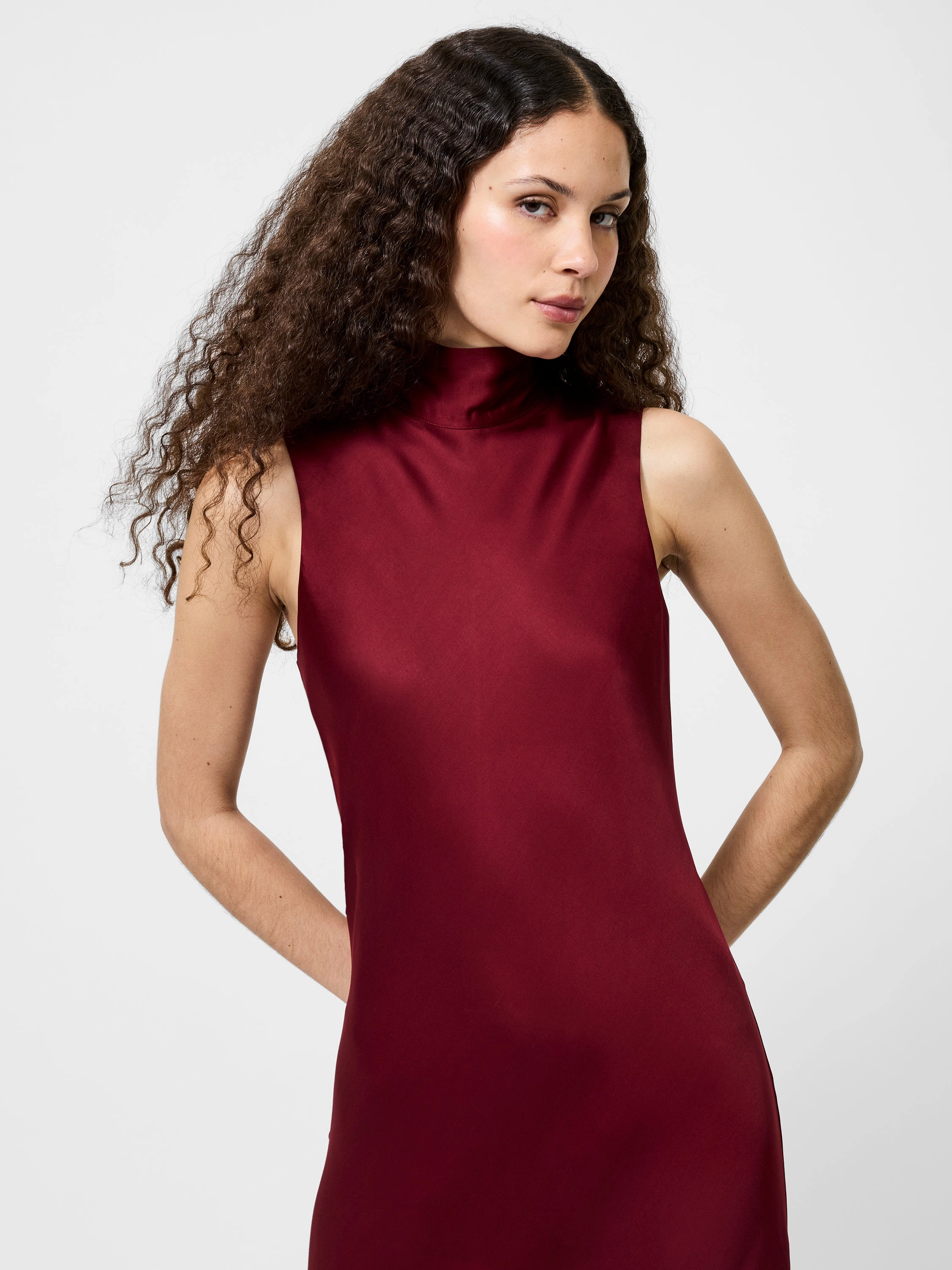 Ennis Satin Sleeveless Bow Midi Dress Artistic Vibe