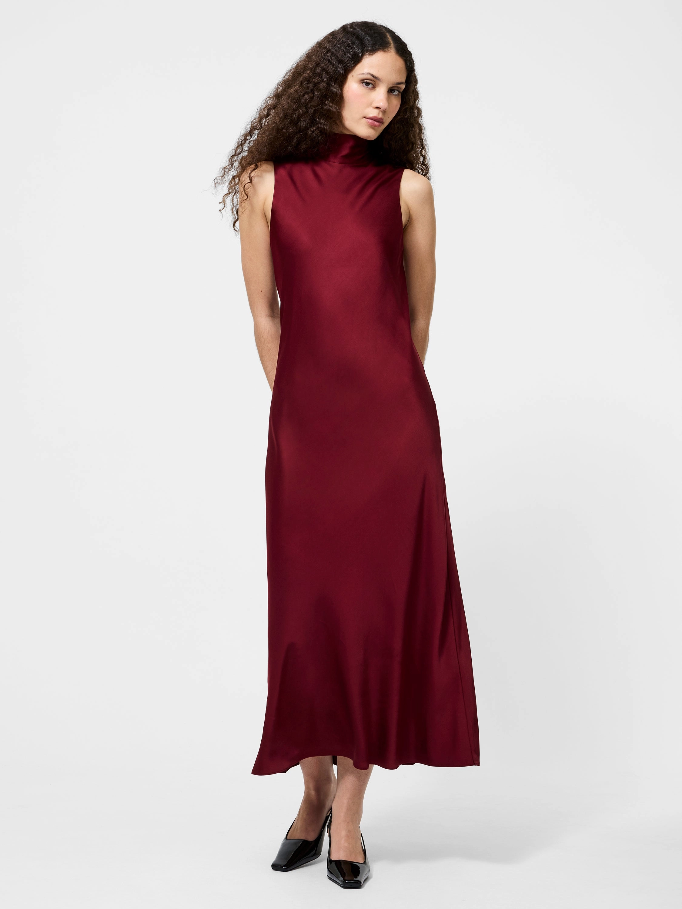Flexible Mood Ennis Satin Sleeveless Bow Midi Dress